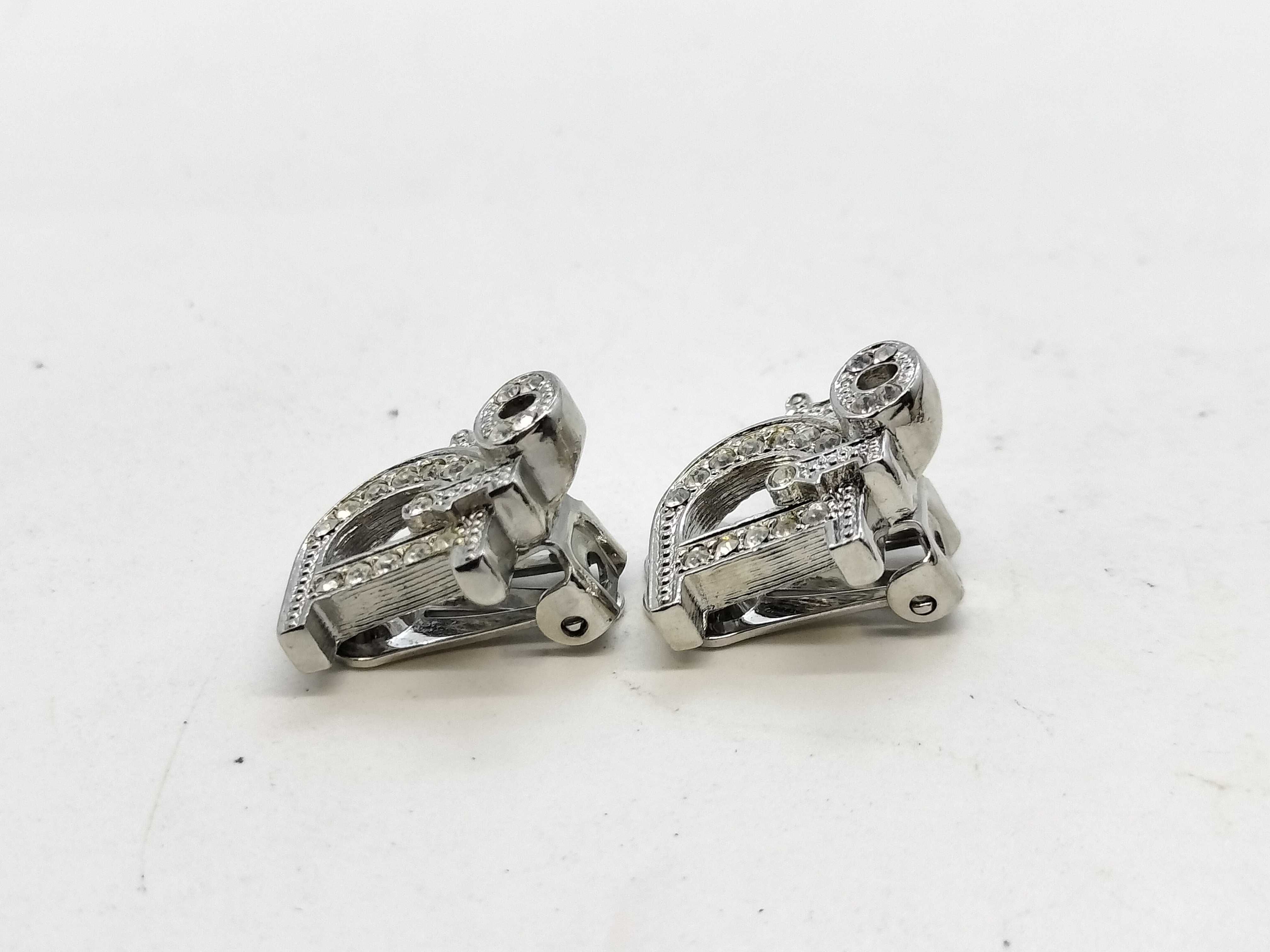 Earrings, Silver, Rhinestone Earrings — view 4