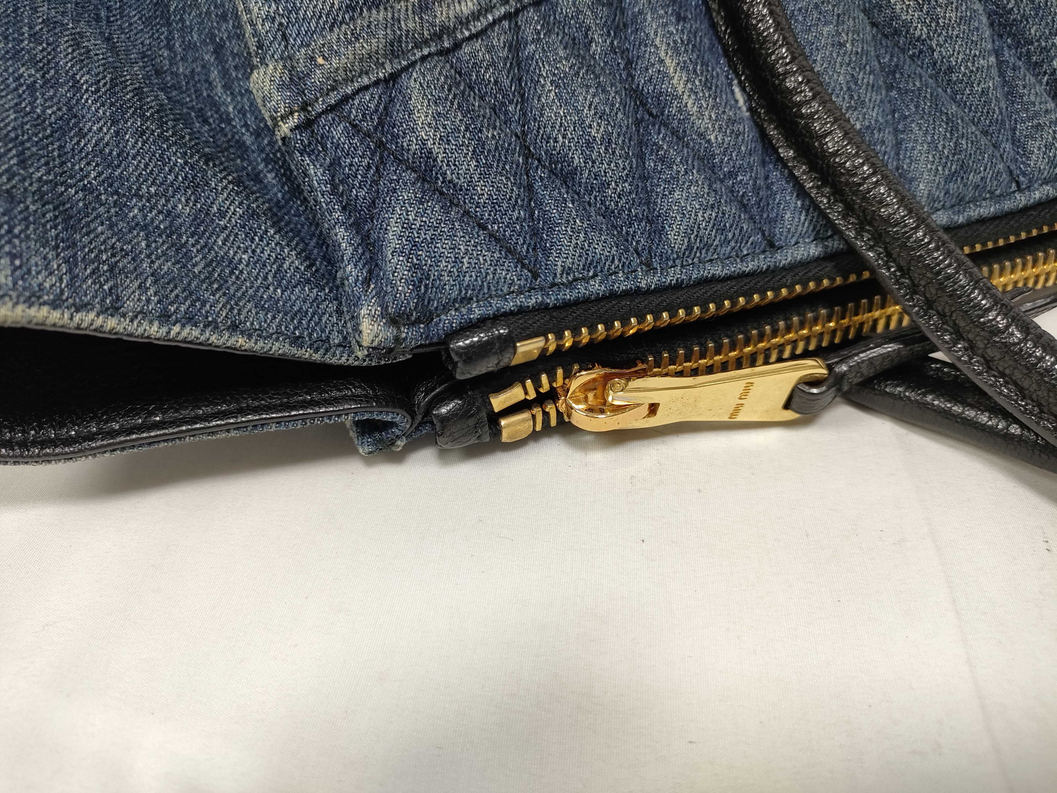 Biker Denim x Leather Handbag Blue RN1031 Handbag — view 6