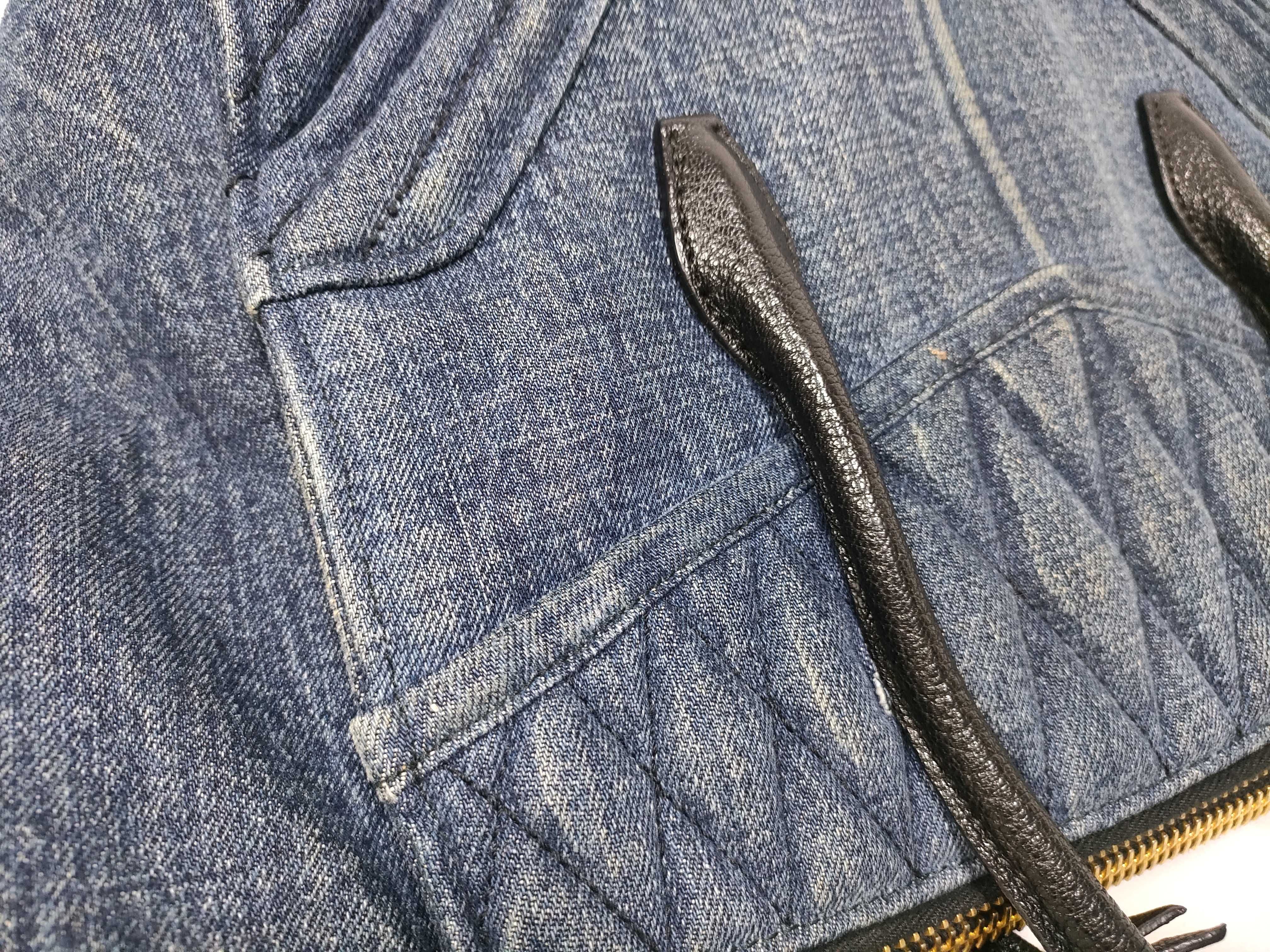 Biker Denim x Leather Handbag Blue RN1031 Handbag — view 9