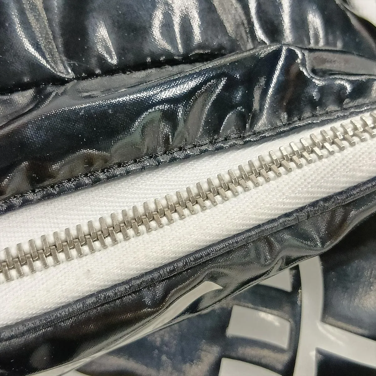 La Pausa Patent Leather Backpack, Black with Silver Hardware, 27119325, Serial Number 27 — view 13