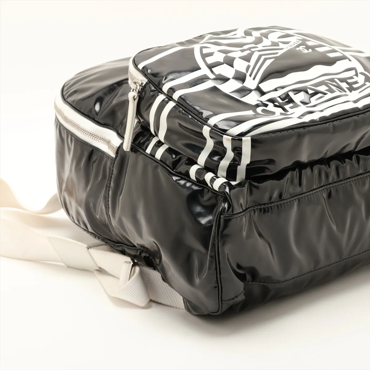 La Pausa Patent Leather Backpack, Black with Silver Hardware, 27119325, Serial Number 27 — view 4