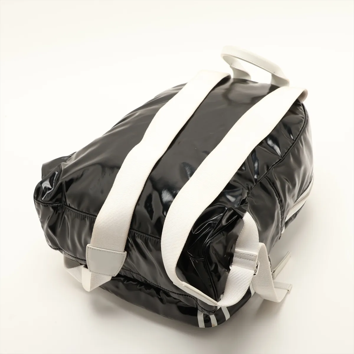 La Pausa Patent Leather Backpack, Black with Silver Hardware, 27119325, Serial Number 27 — view 5