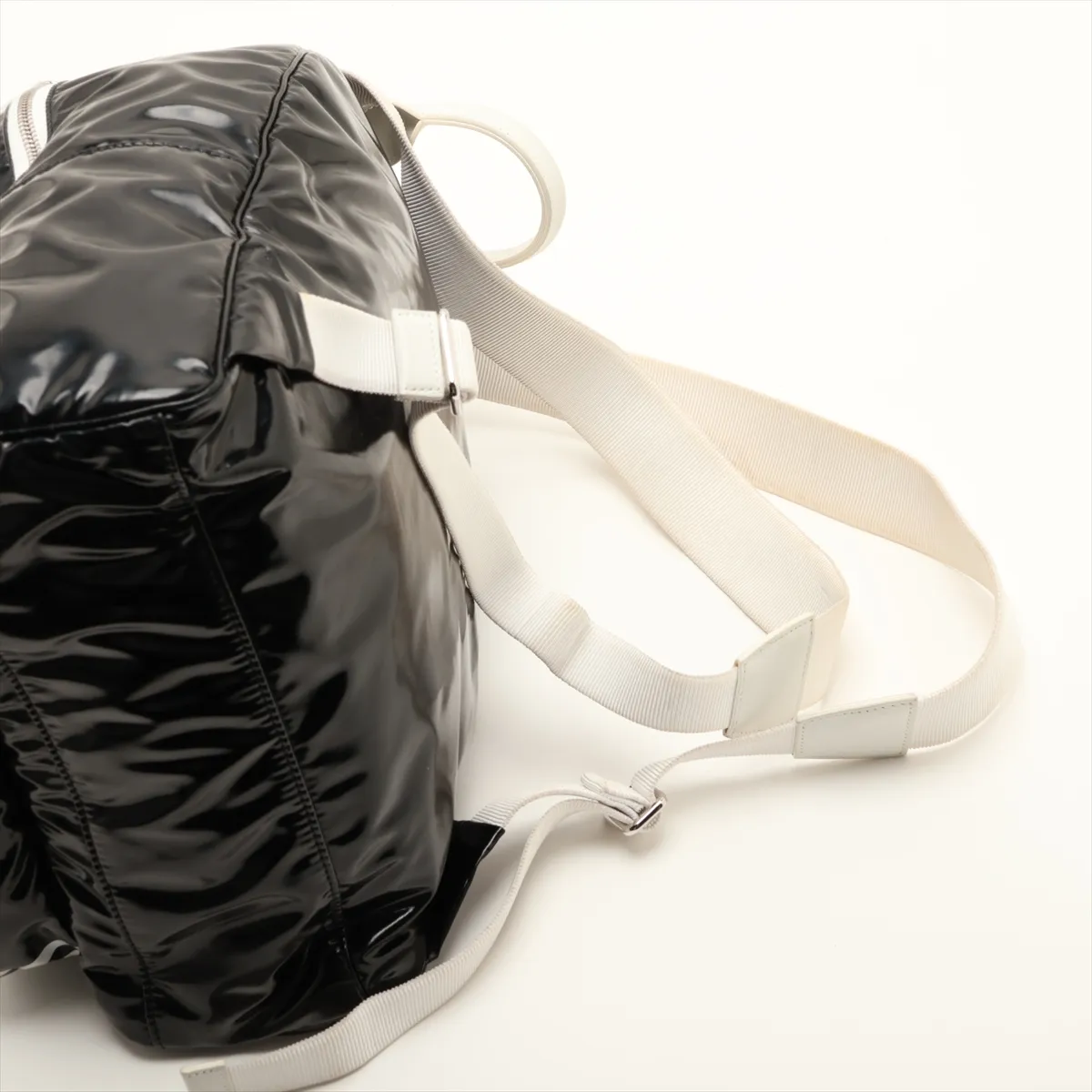 La Pausa Patent Leather Backpack, Black with Silver Hardware, 27119325, Serial Number 27 — view 6