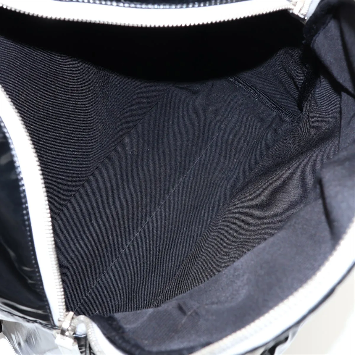 La Pausa Patent Leather Backpack, Black with Silver Hardware, 27119325, Serial Number 27 — view 7