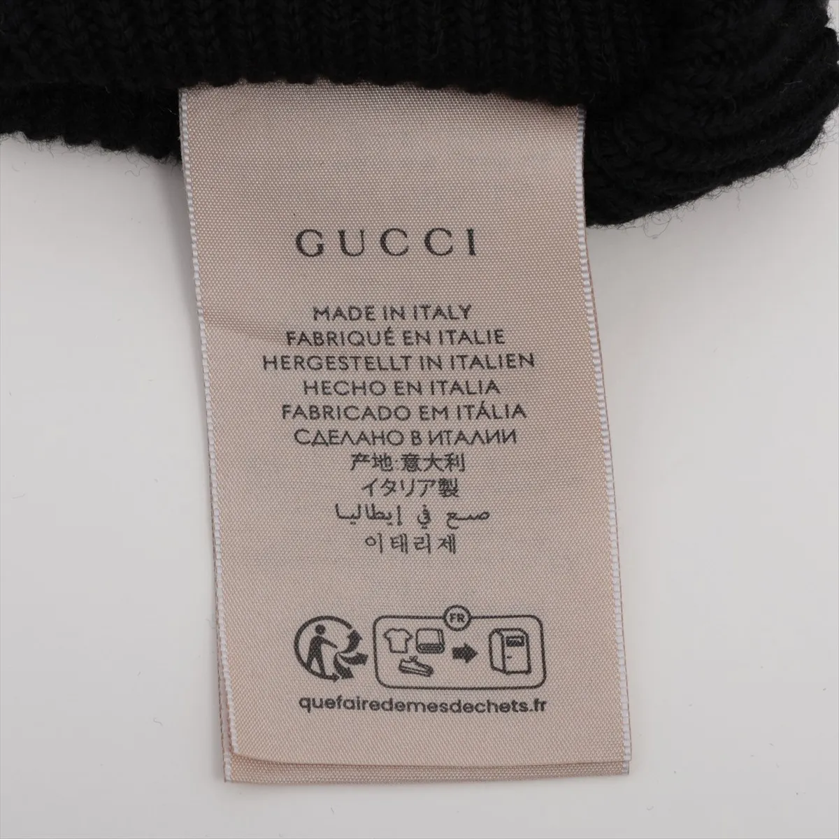 Horsebit Gloves, Wool x Leather, Black. Shows signs of wear, — view 3