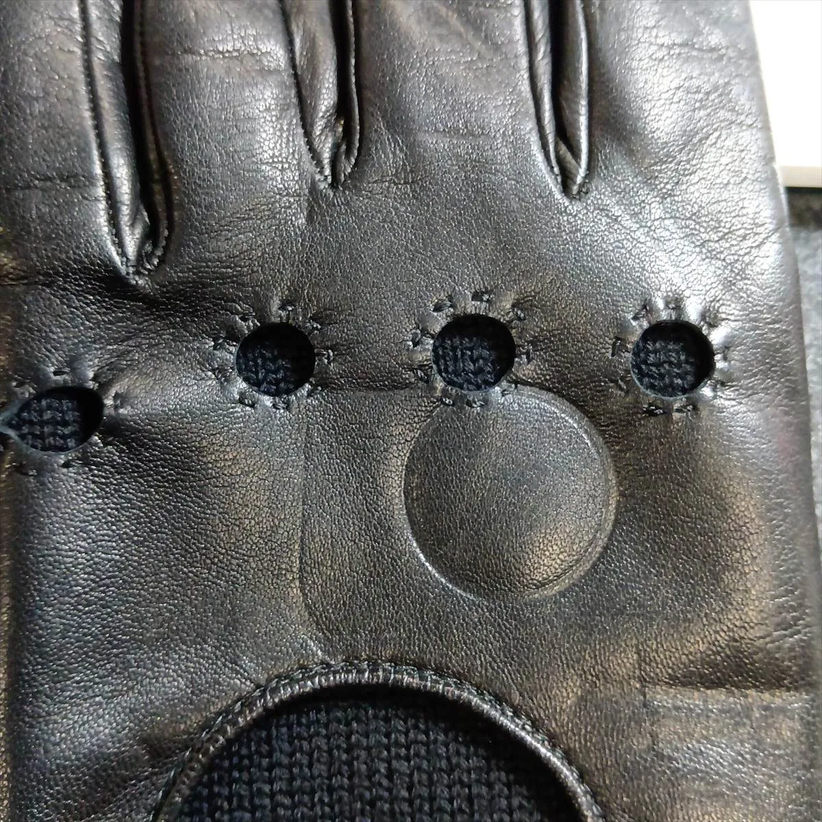 Horsebit Gloves, Wool x Leather, Black. Shows signs of wear, — view 5