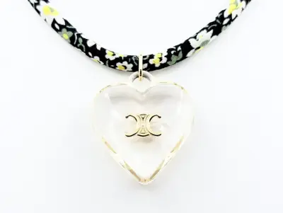 Triomphe Heart Pendant Silk Cord Flower Resin x Fabric Floral Cord Necklace