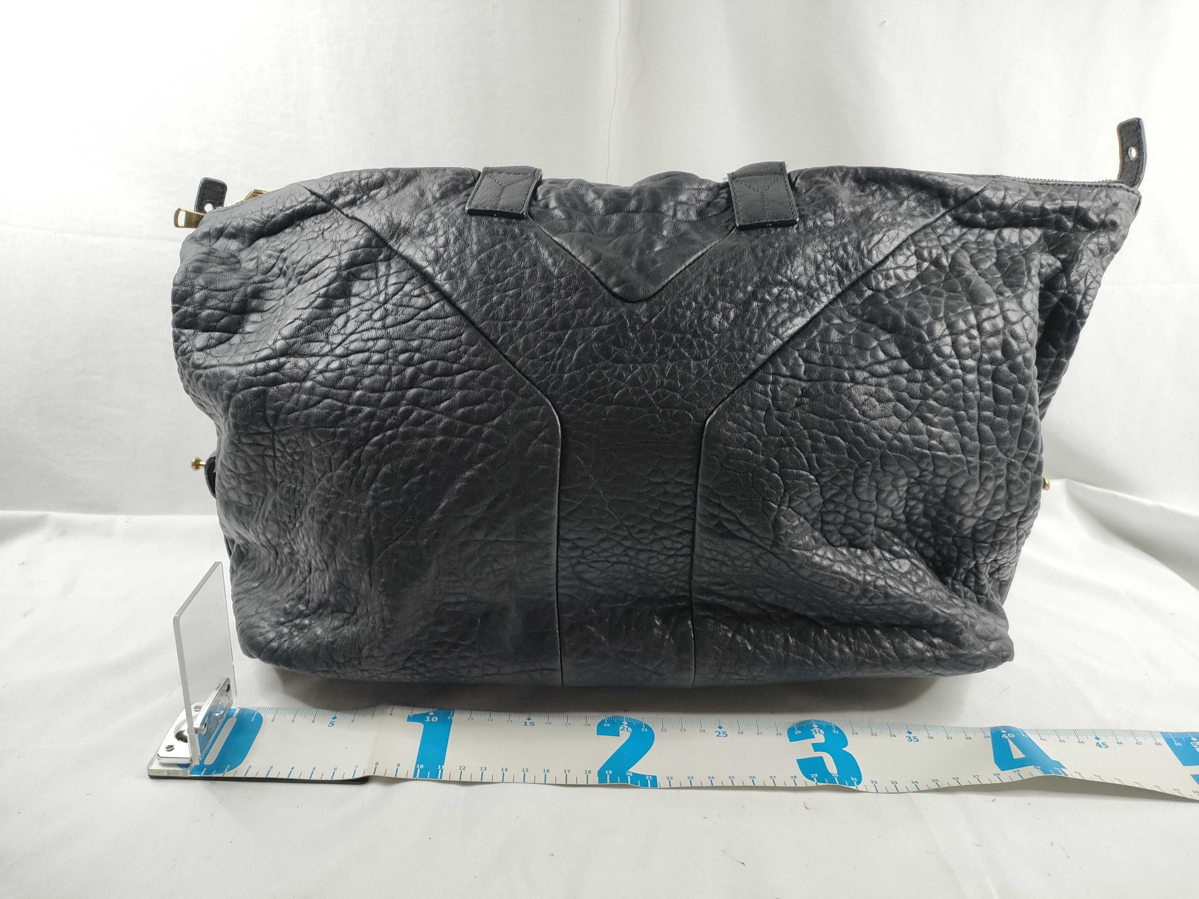 Easy Leather Embossed Gold Hardware Black Handbag Boston Bag with Dust Bag — view 2