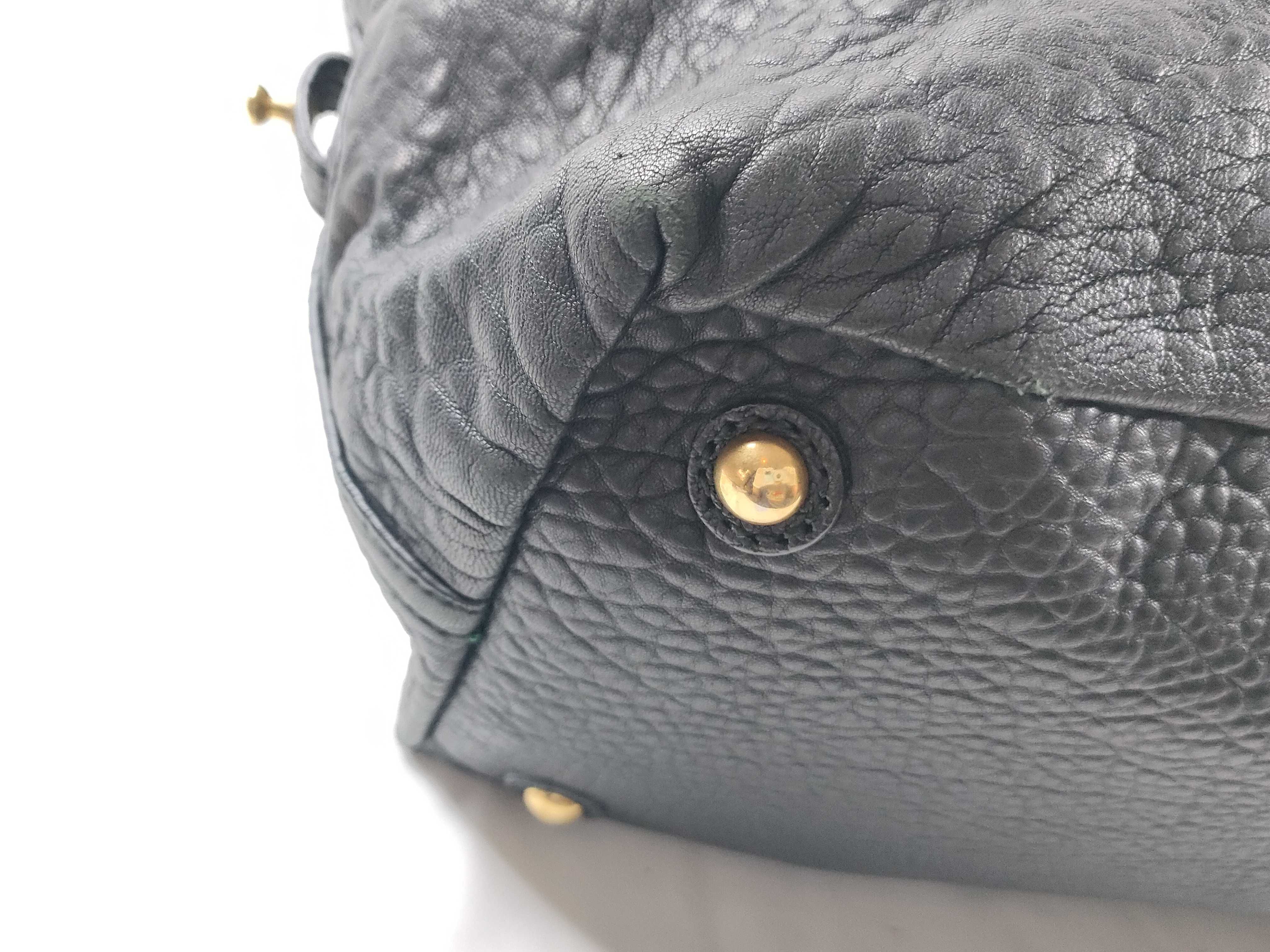 Easy Leather Embossed Gold Hardware Black Handbag Boston Bag with Dust Bag — view 3
