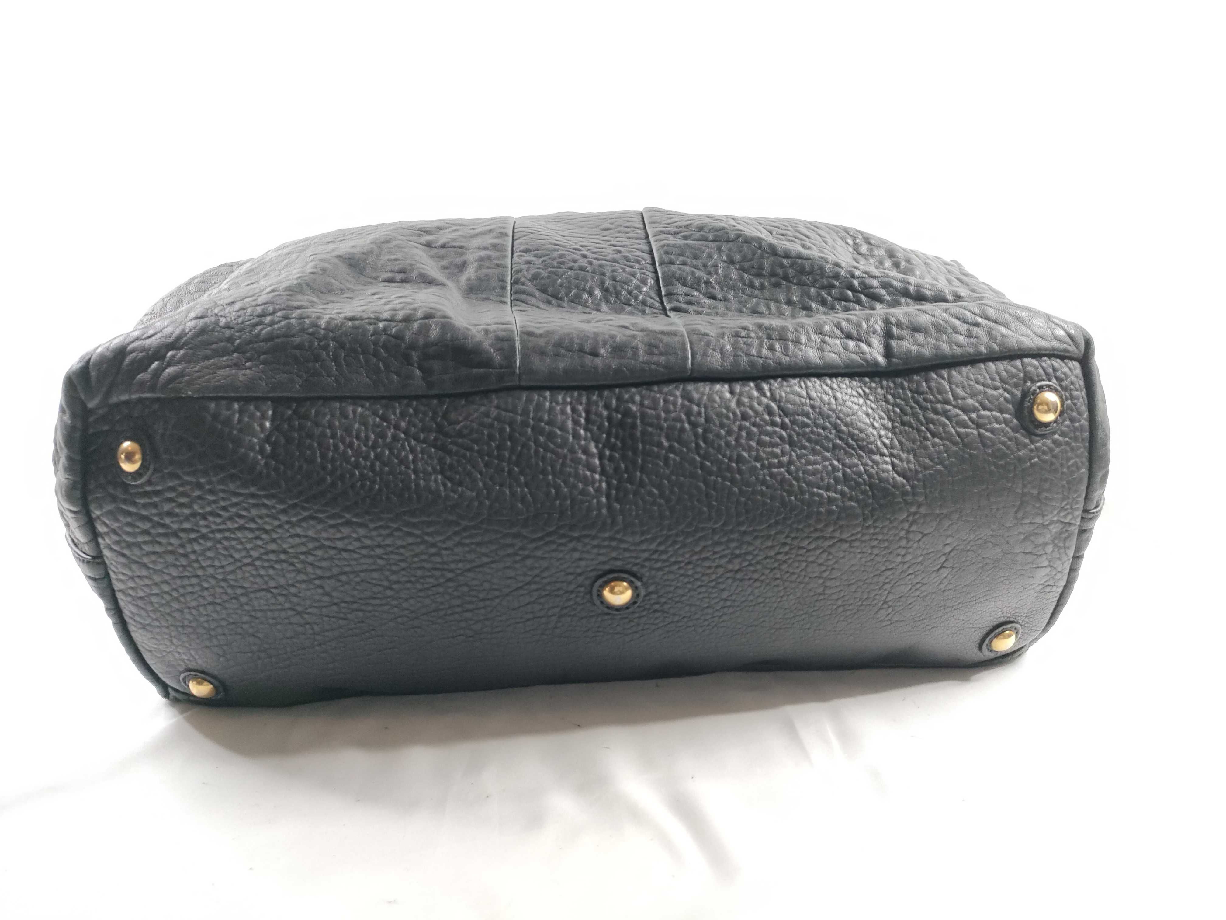 Easy Leather Embossed Gold Hardware Black Handbag Boston Bag with Dust Bag — view 4
