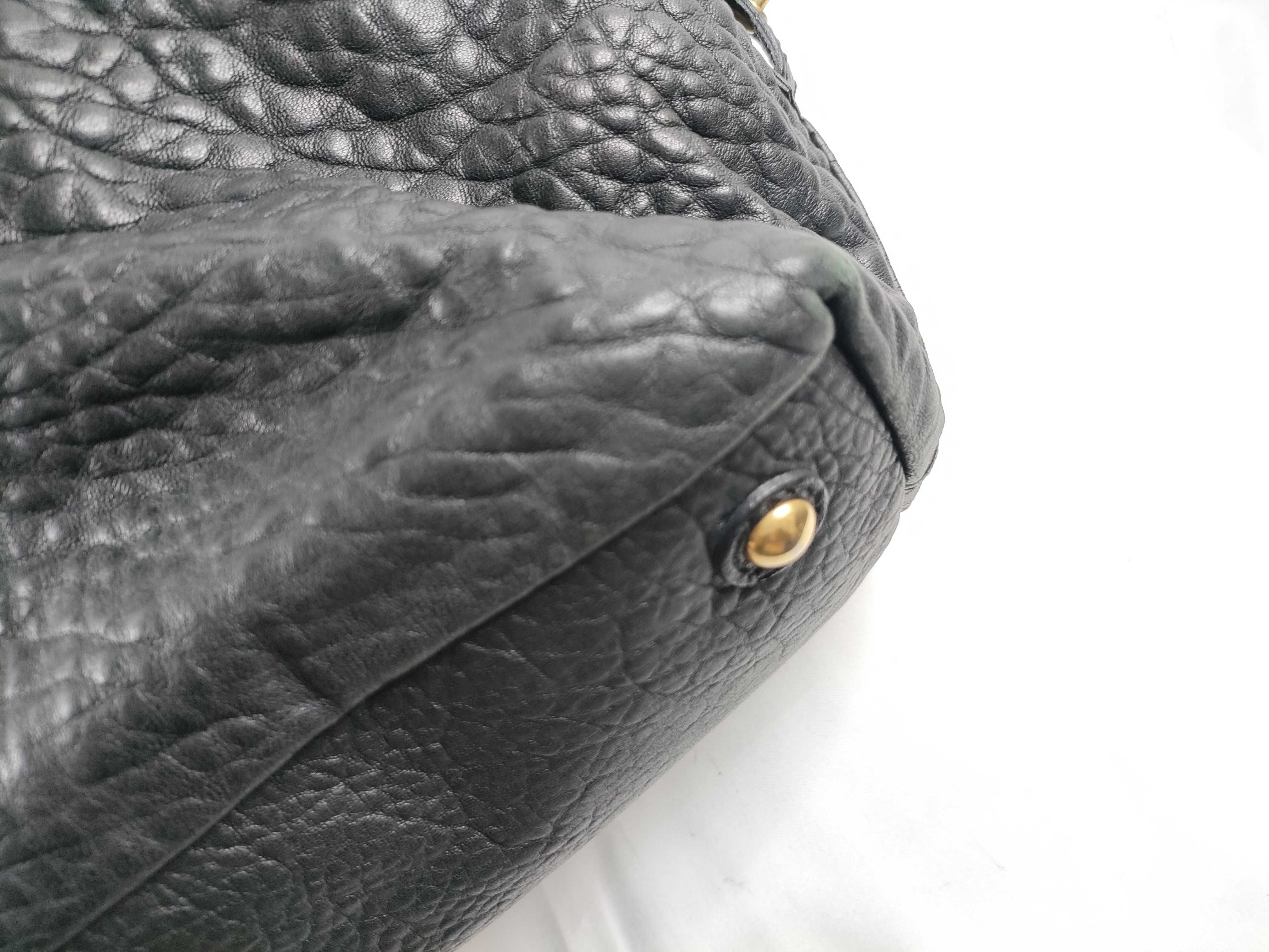 Easy Leather Embossed Gold Hardware Black Handbag Boston Bag with Dust Bag — view 5