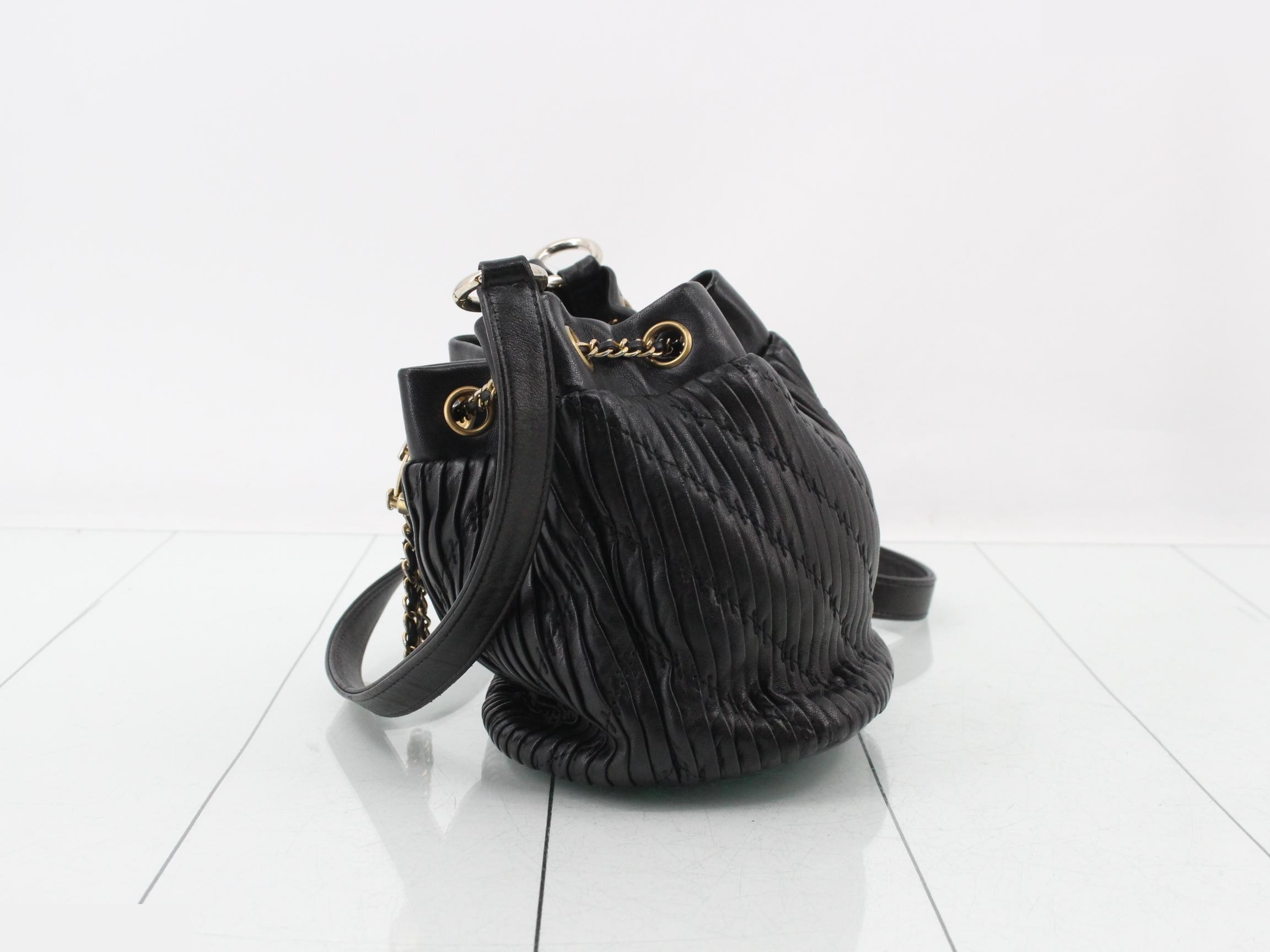 Leather drawstring shoulder bag — view 3