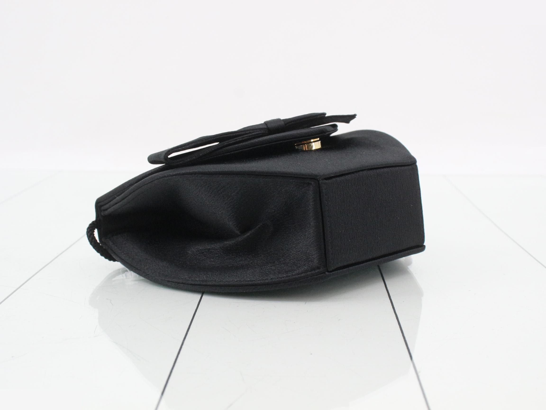 Satin ribbon shoulder bag, black — view 5