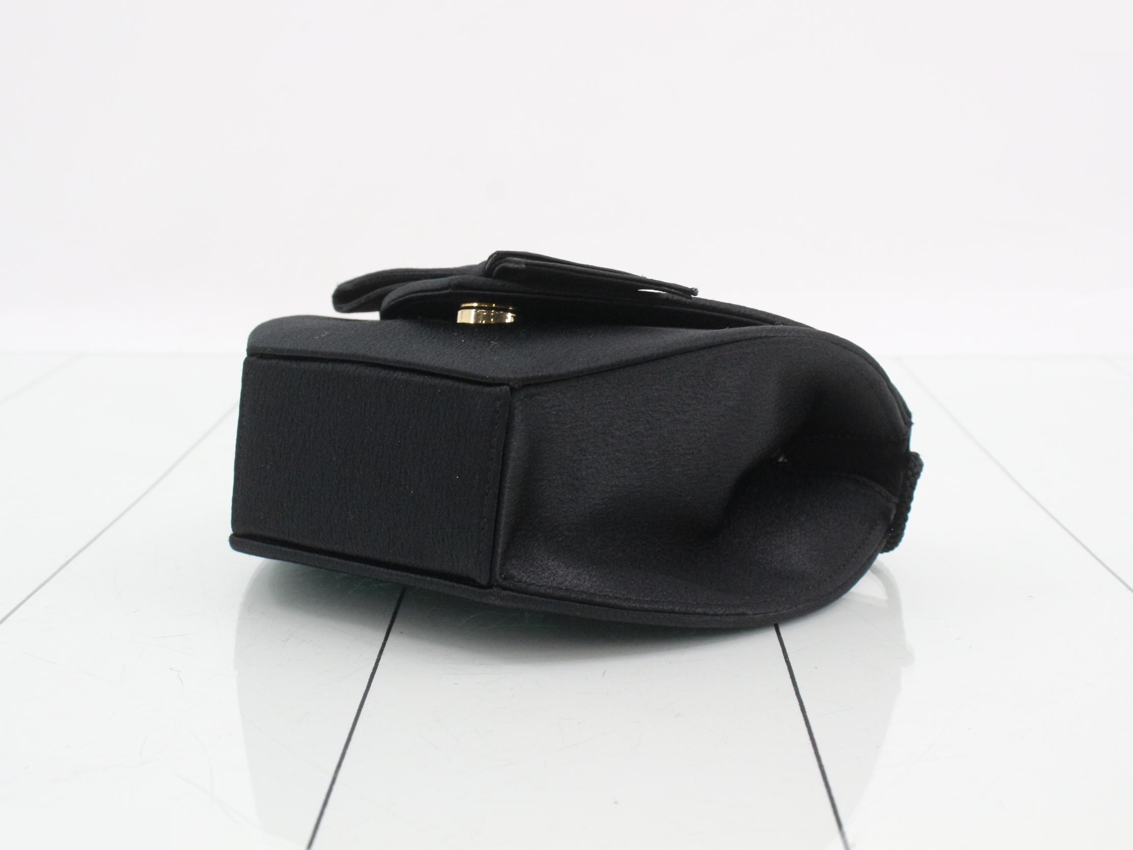 Satin ribbon shoulder bag, black — view 6