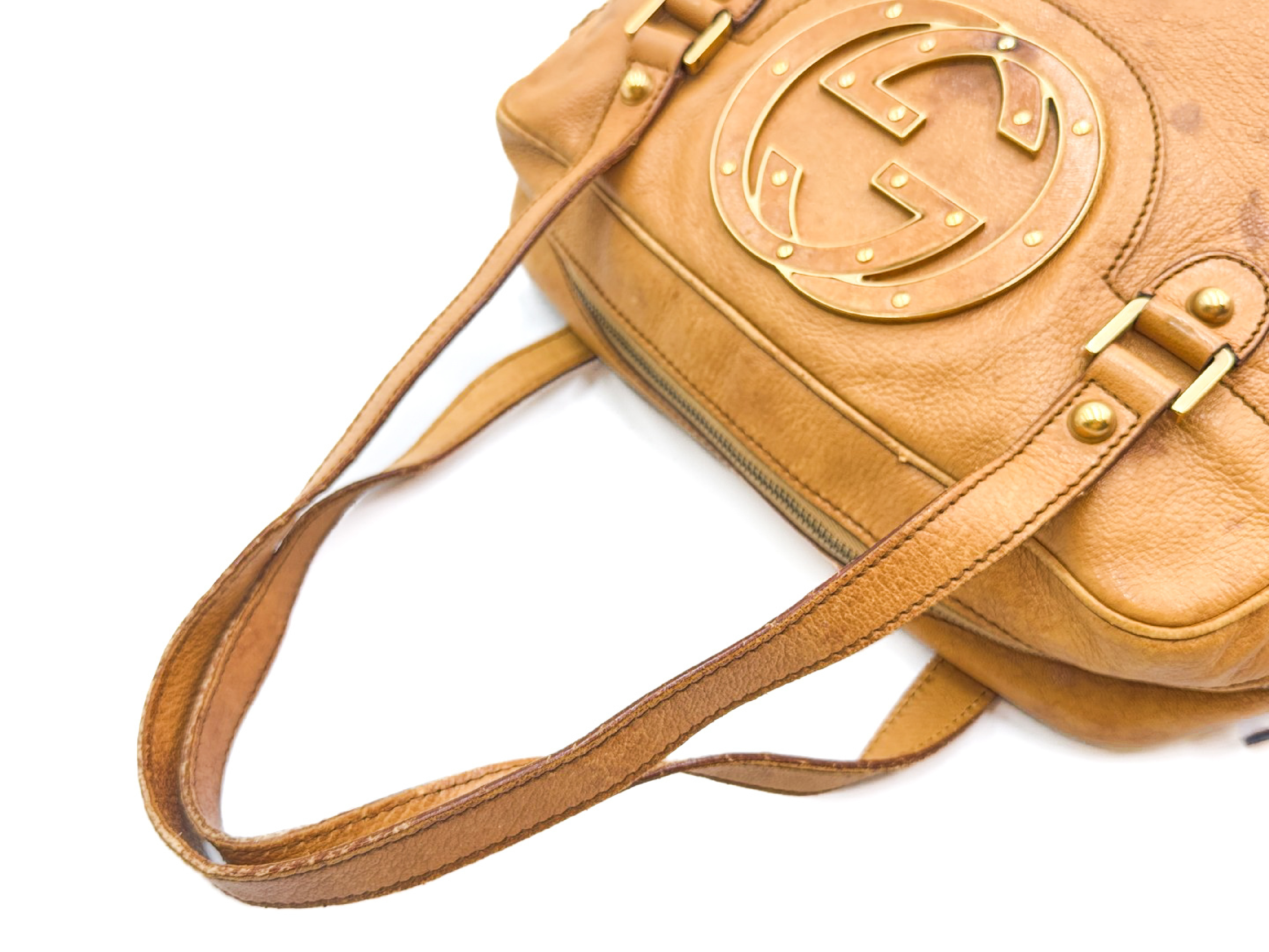 Interlocking GG Leather Tote Bag with Gold Hardware 121544 — view 3