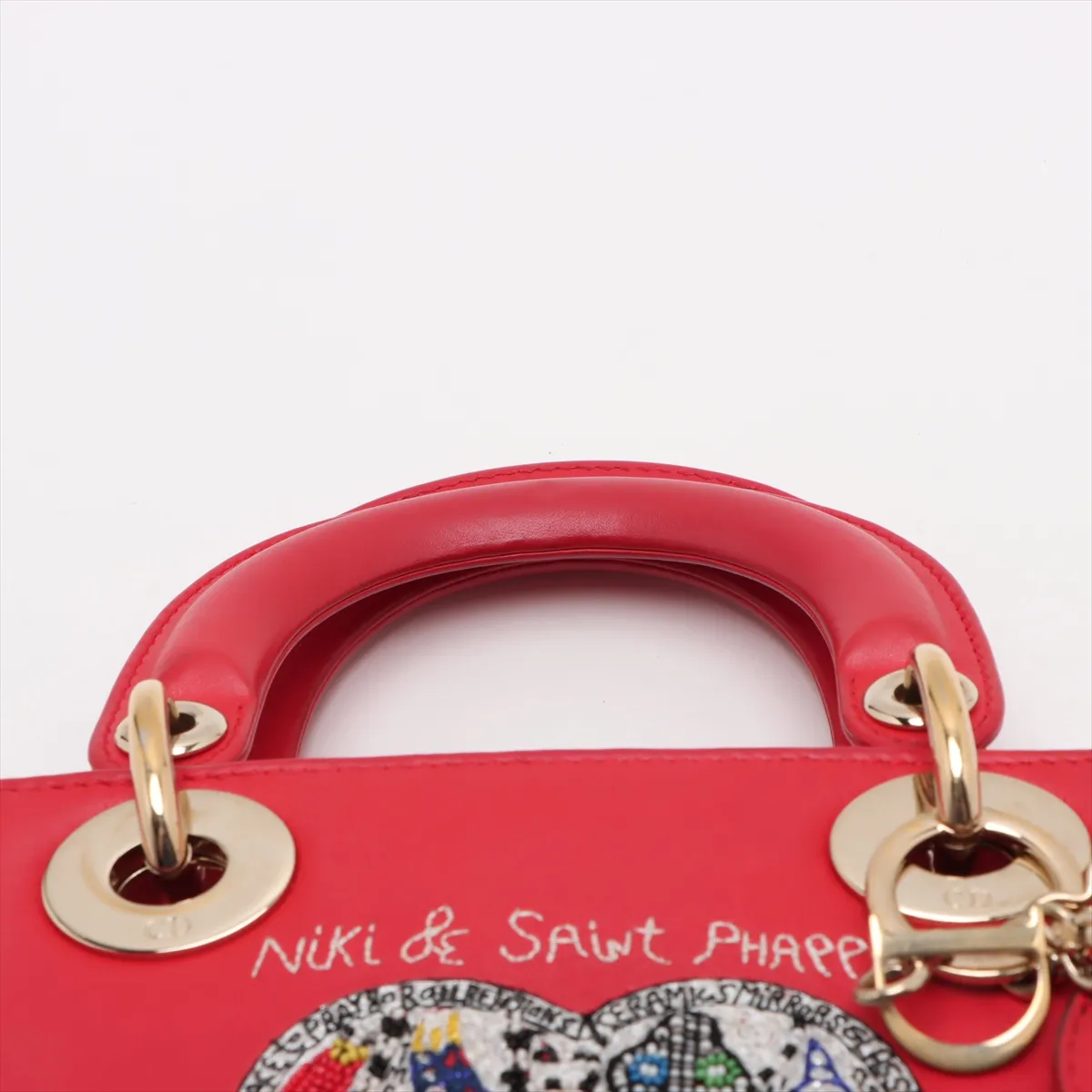 Lady Dior Leather 2WAY Handbag Red — view 6