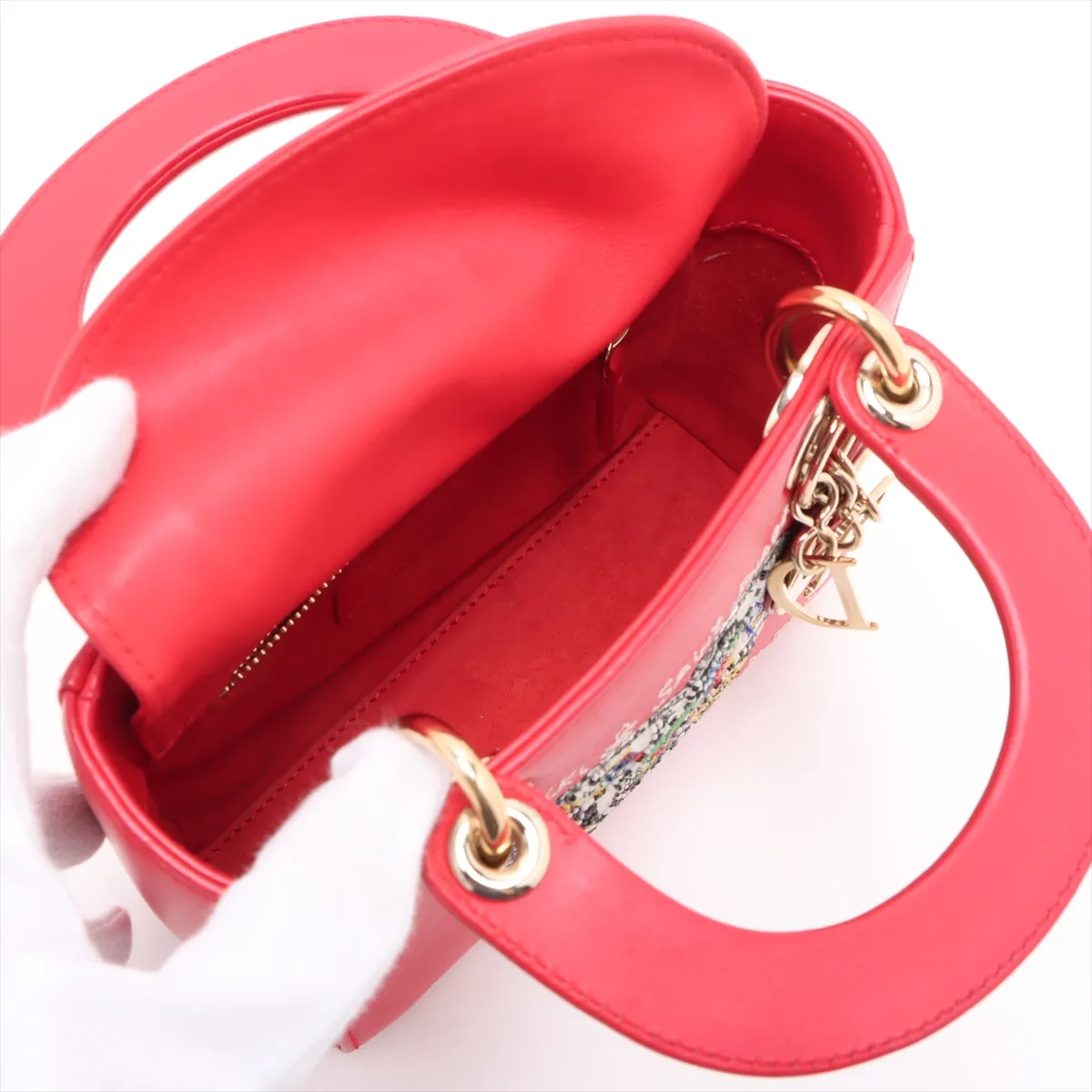 Lady Dior Leather 2WAY Handbag Red — view 8