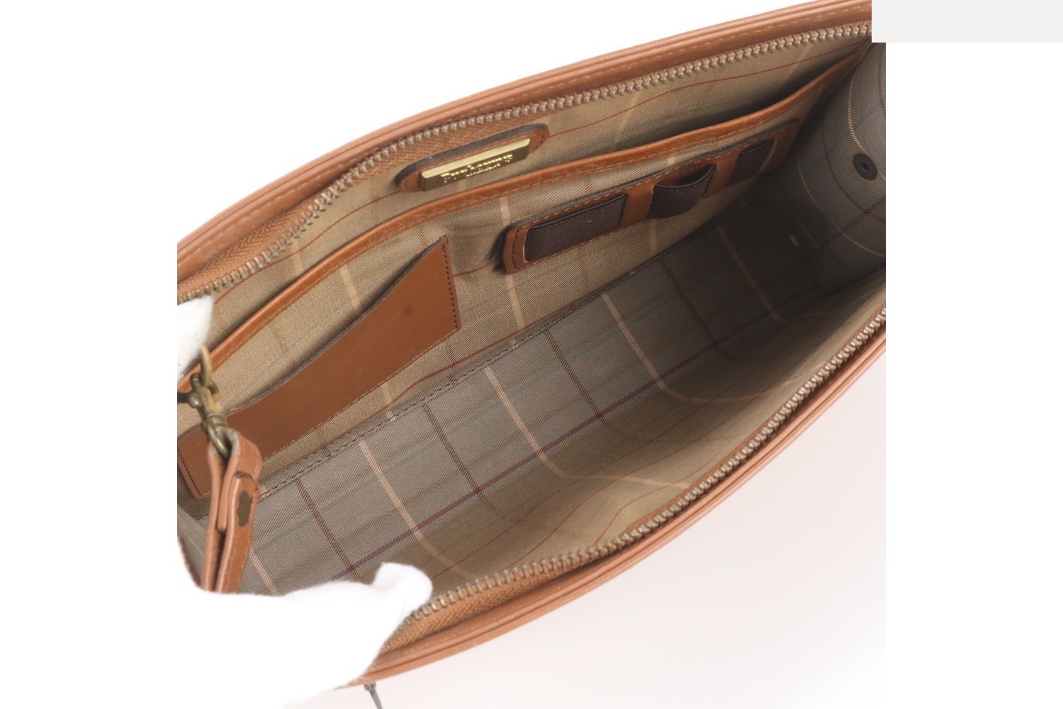 Leather check pattern second bag/clutch — view 7