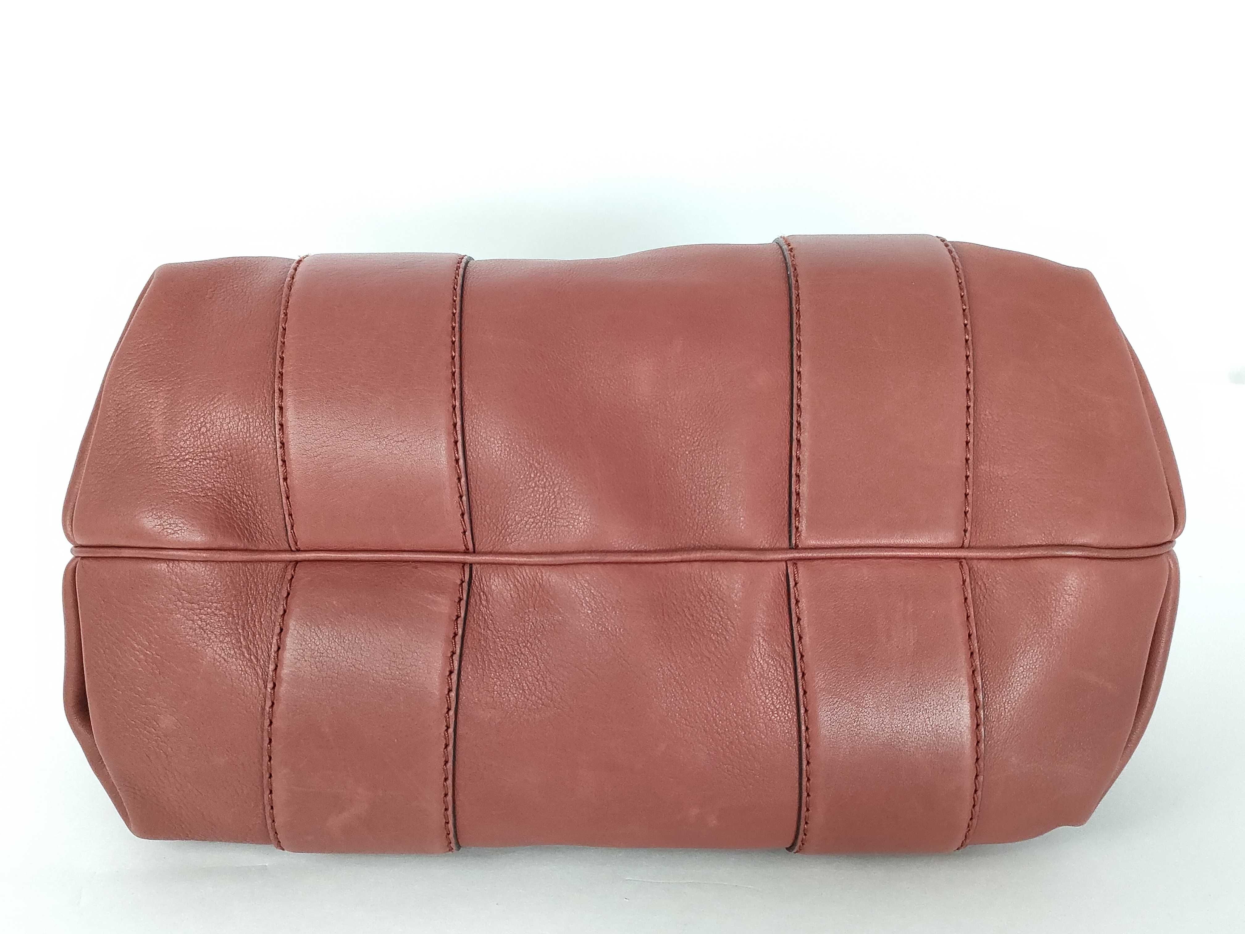 Bamboo Boston Bag 2-way Leather Fur Charm Bamboo Handbag — view 7