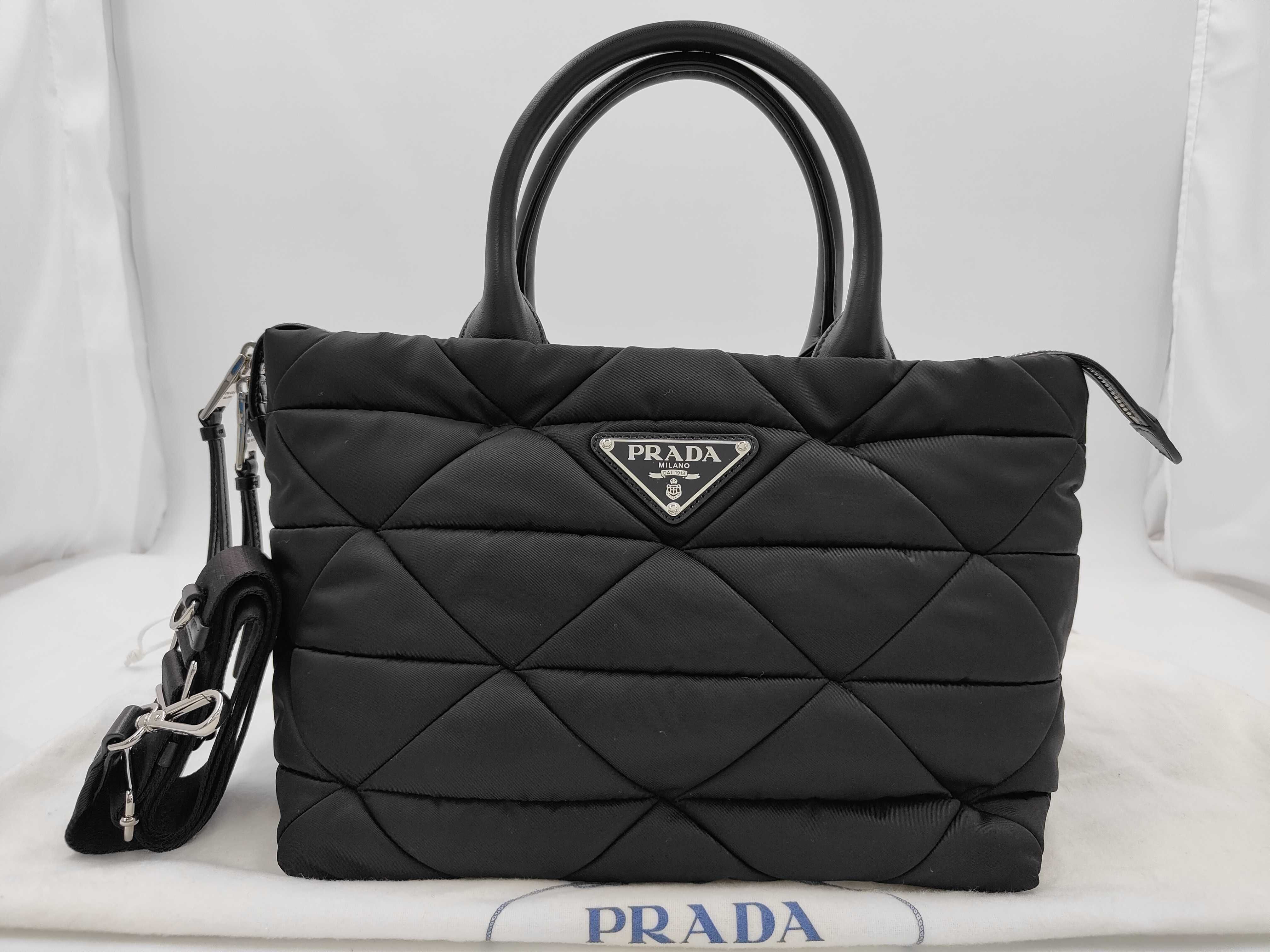 Small Padded Re-Nylon Strap Tote Bag