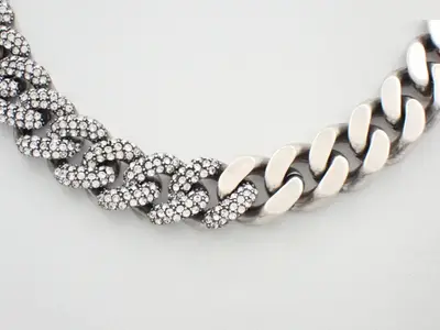 Cuban link chain necklace, total length approximately 46 cm