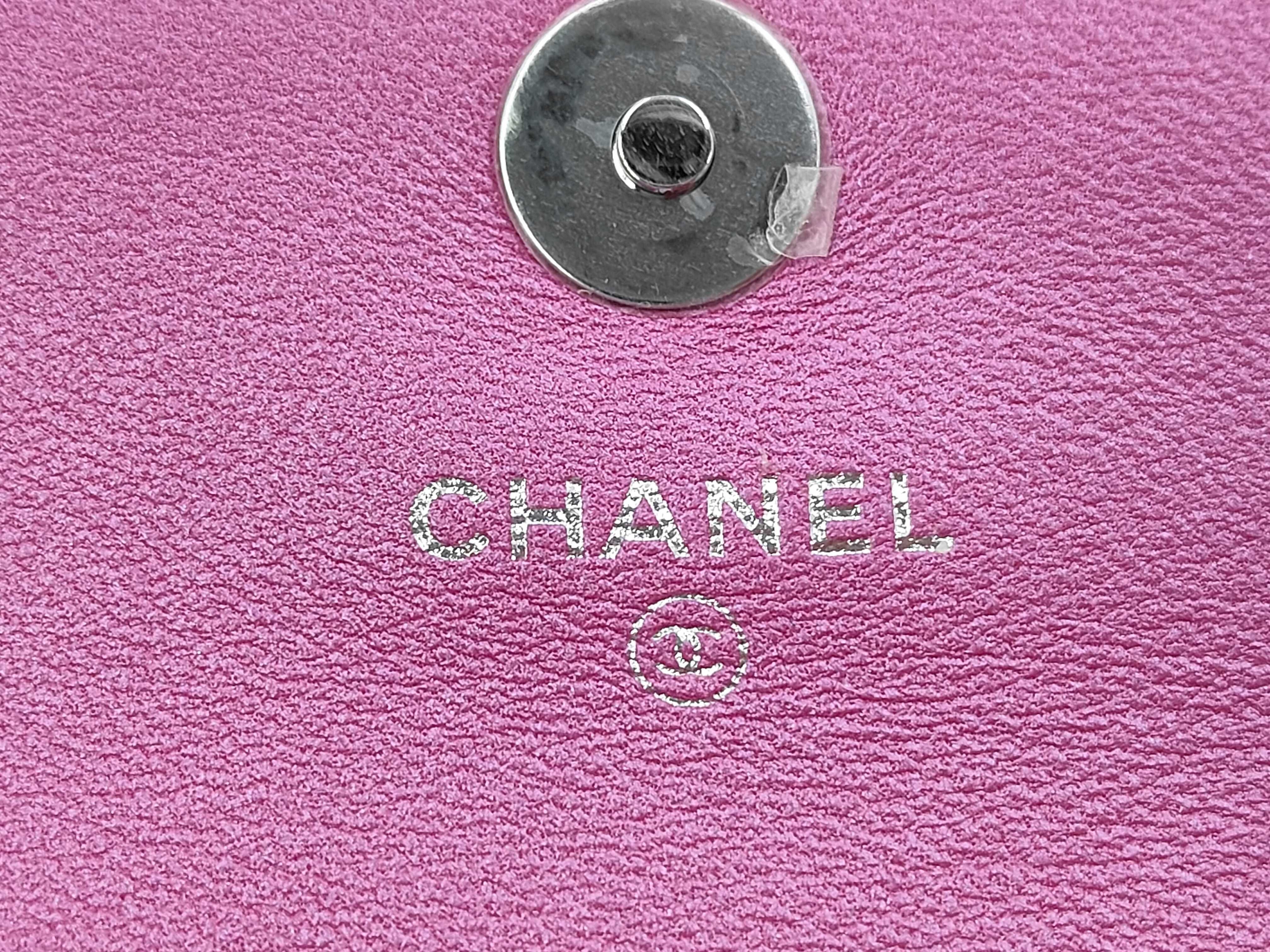 Matelassé Patent Leather Pouch, Pink, Silver Hardware — view 9