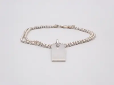 Logo plate ball chain bracelet, SV925 / 11.0g