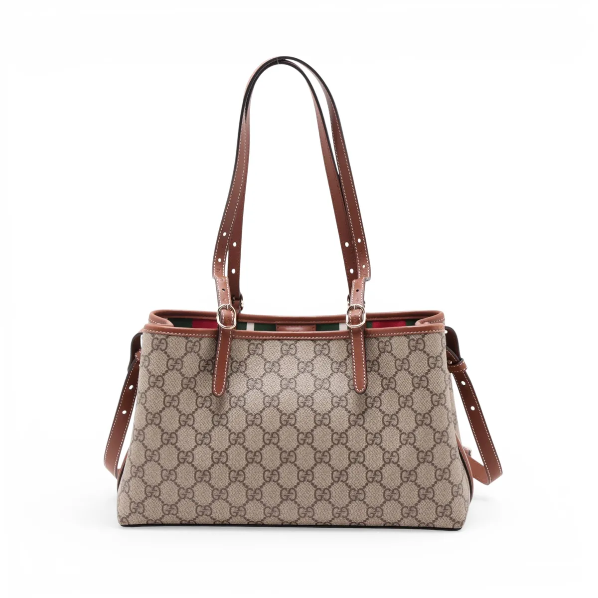 GG Supreme PVC x Leather 2-Way Handbag, Brown 815214 — view 2