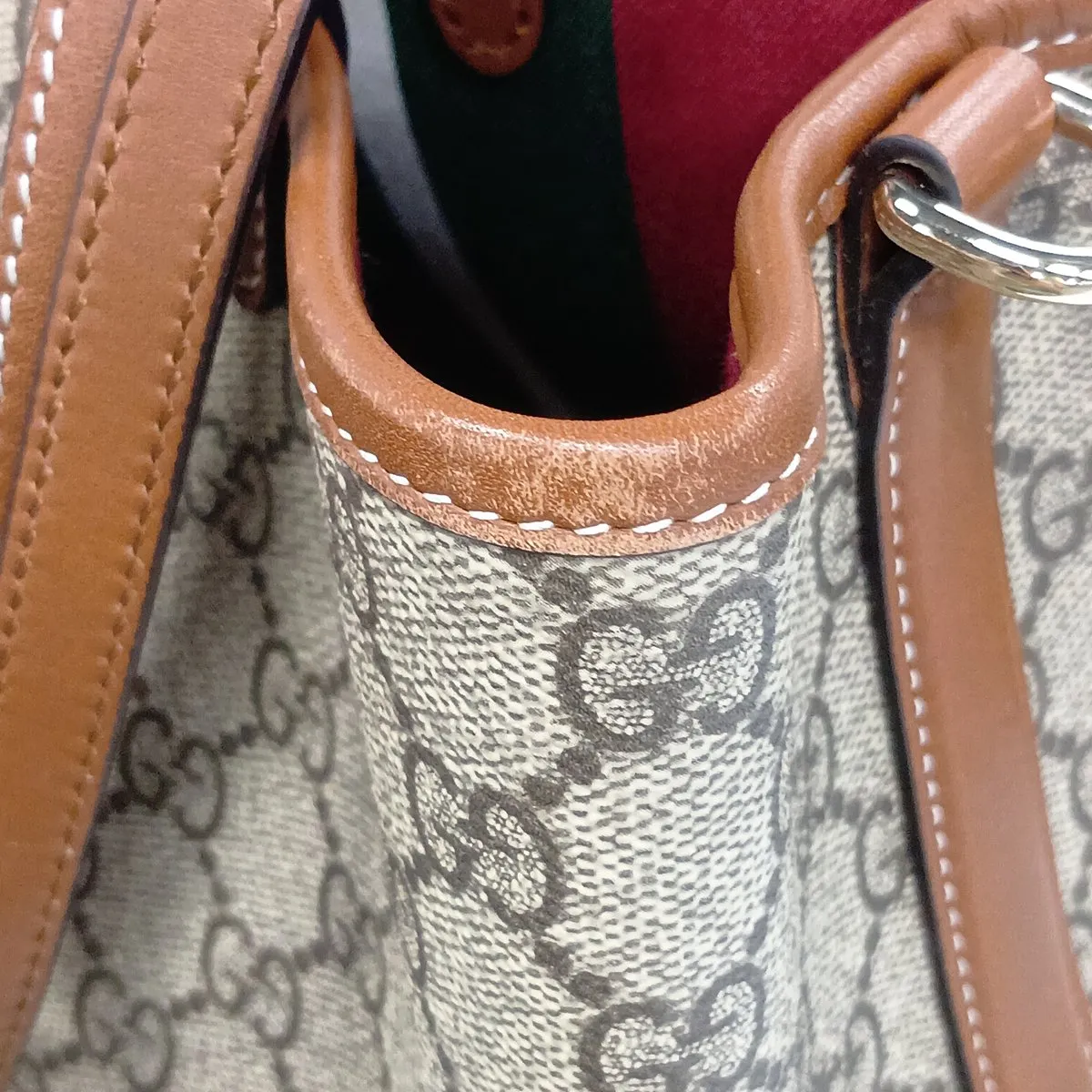 GG Supreme PVC x Leather 2-Way Handbag, Brown 815214 — view 15
