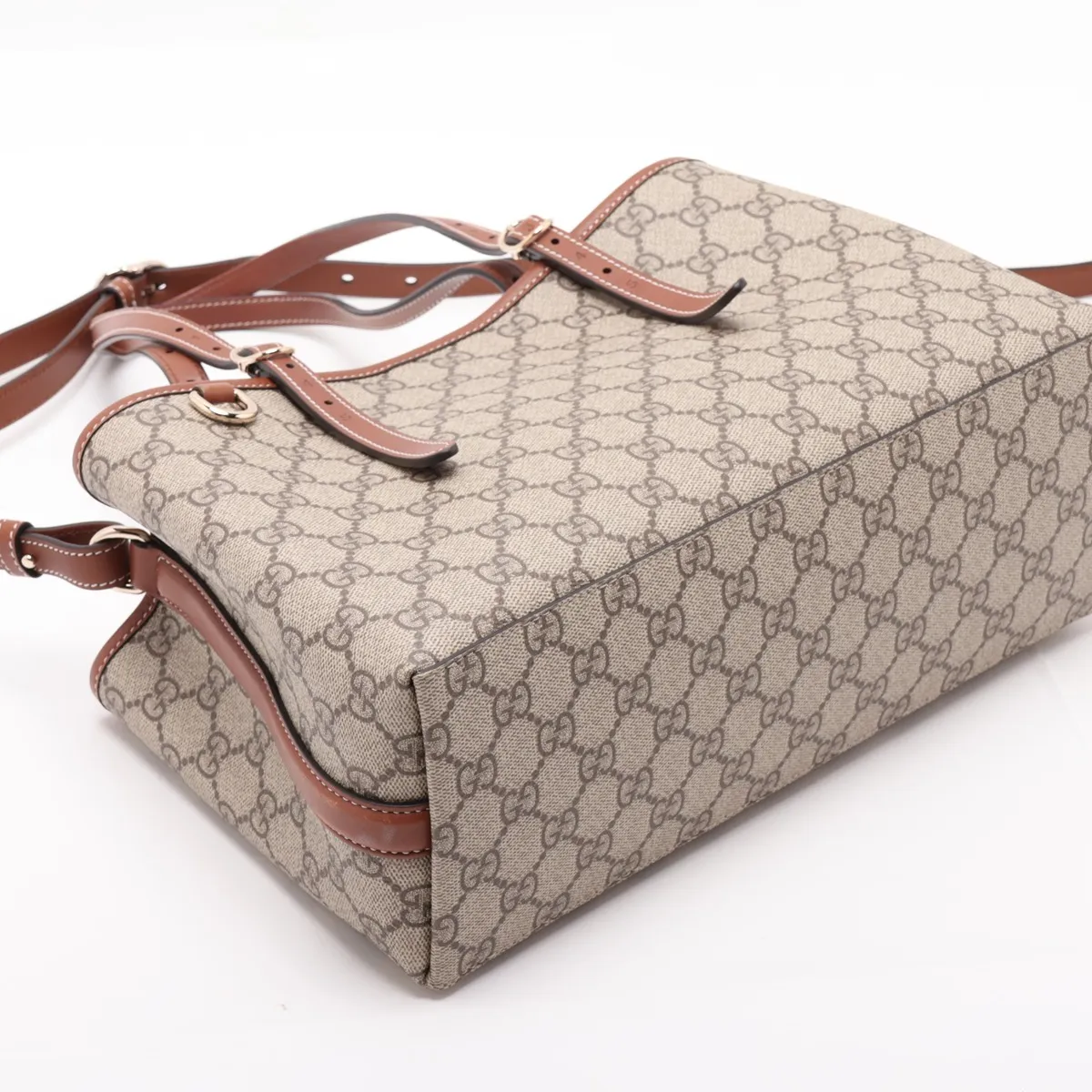 GG Supreme PVC x Leather 2-Way Handbag, Brown 815214 — view 4