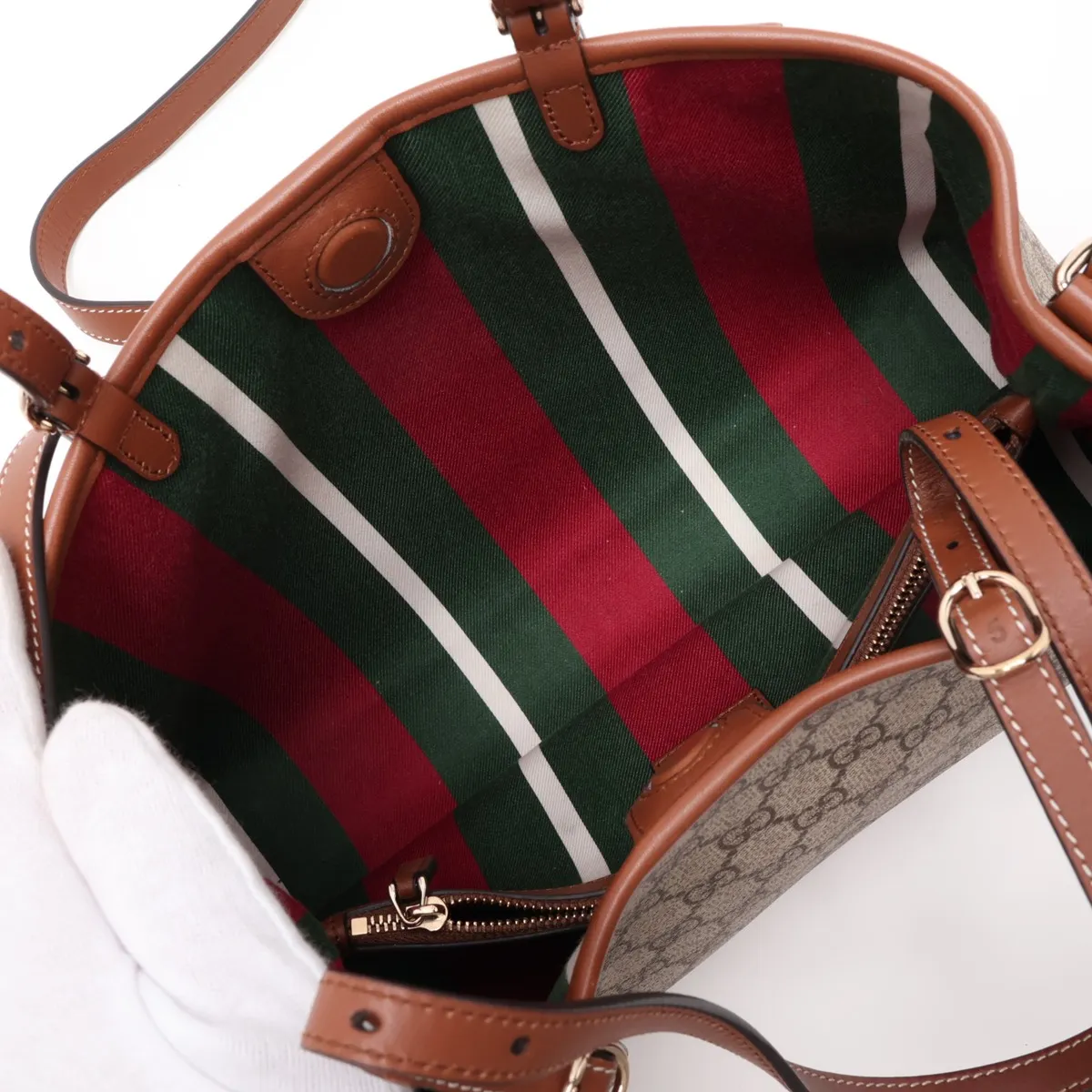 GG Supreme PVC x Leather 2-Way Handbag, Brown 815214 — view 8