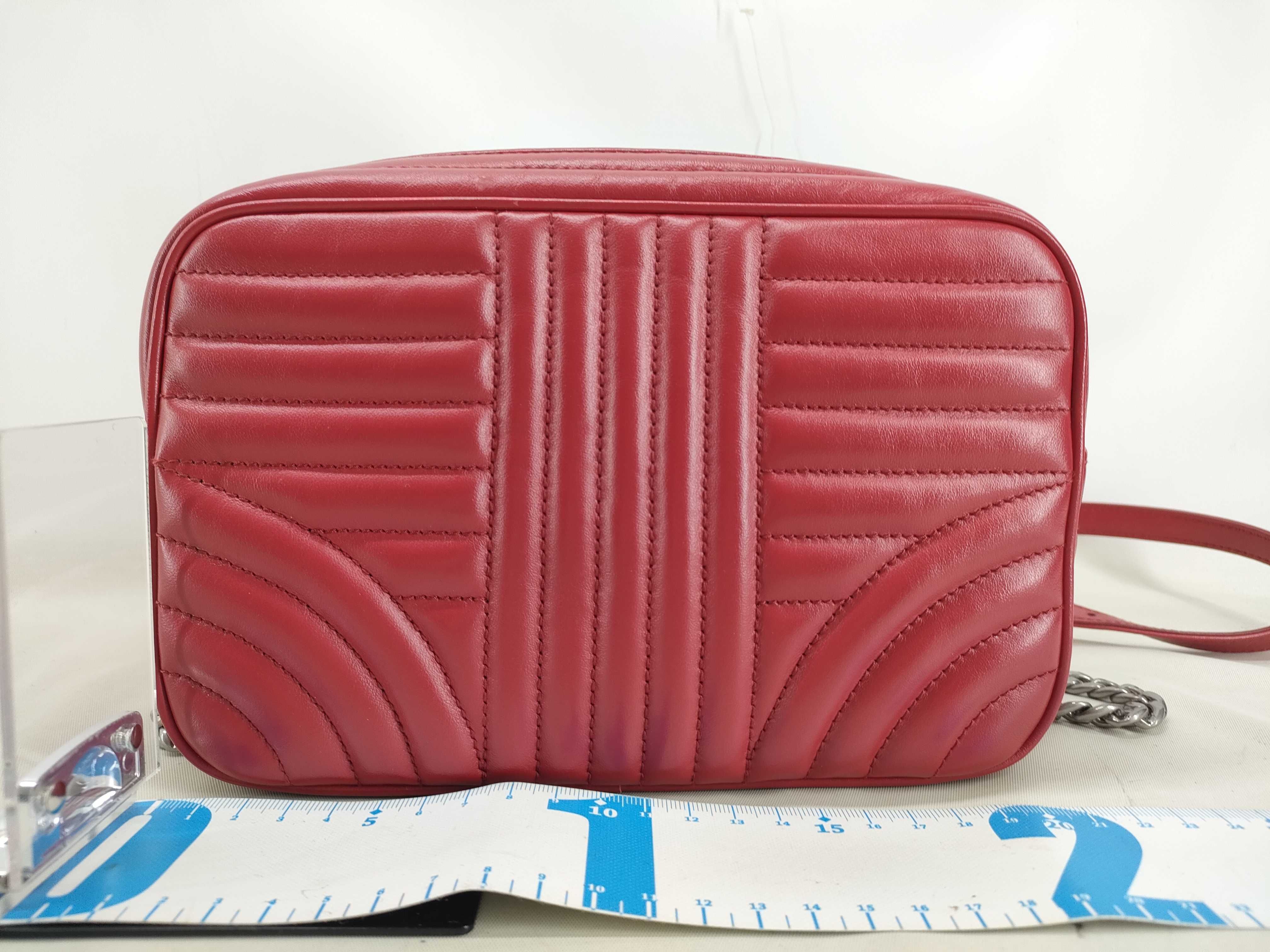 Diagram Leather Chain Shoulder Bag, Red, 1BH083 (Shoulder Bag) — view 2