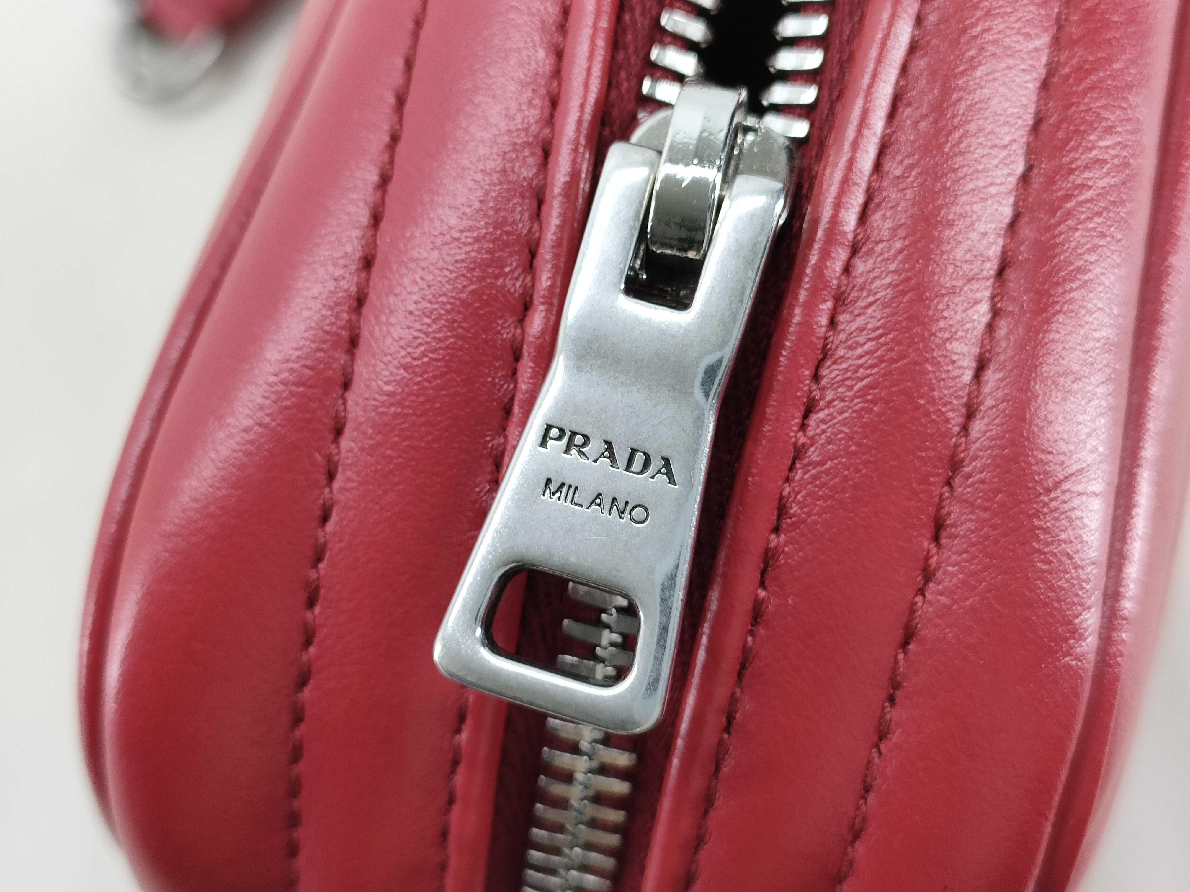Diagram Leather Chain Shoulder Bag, Red, 1BH083 (Shoulder Bag) — view 14