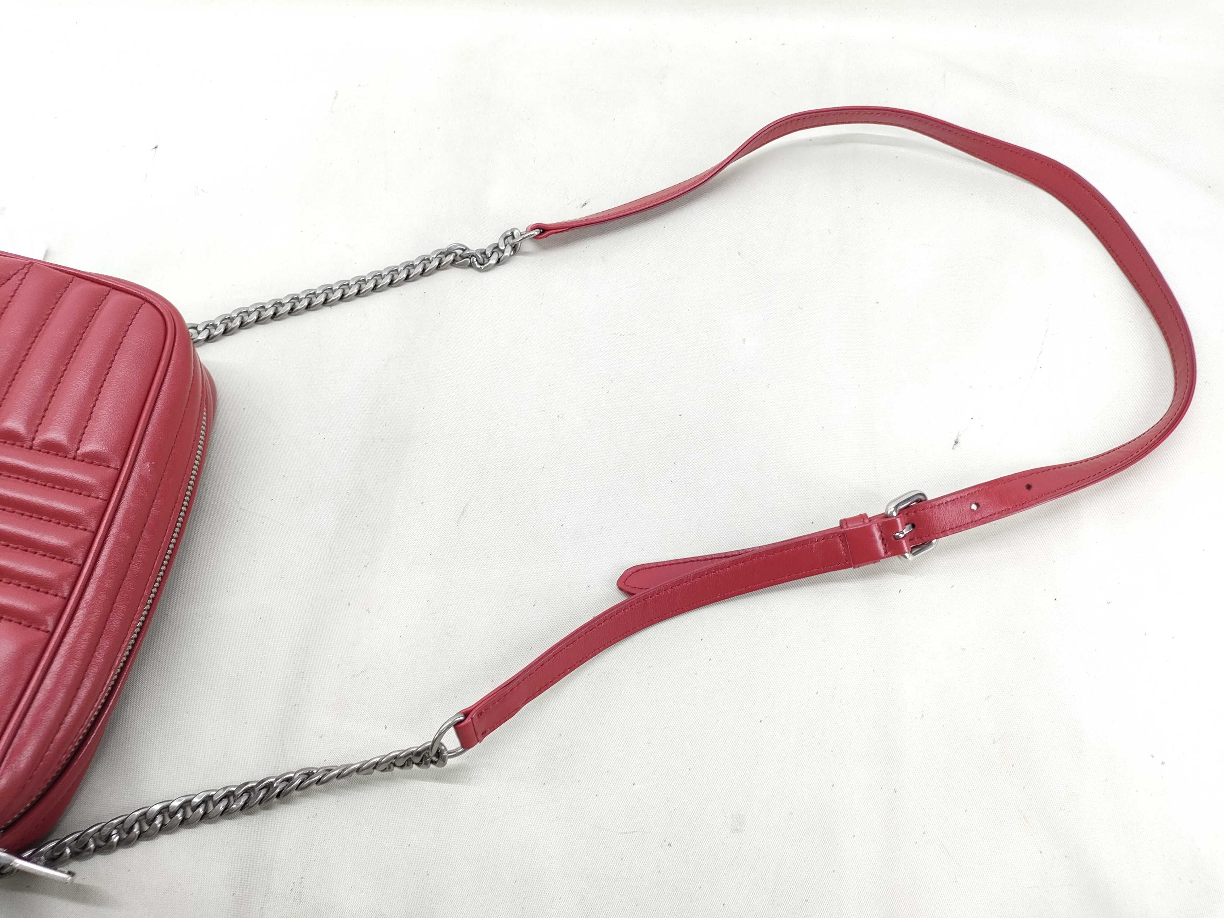 Diagram Leather Chain Shoulder Bag, Red, 1BH083 (Shoulder Bag) — view 5