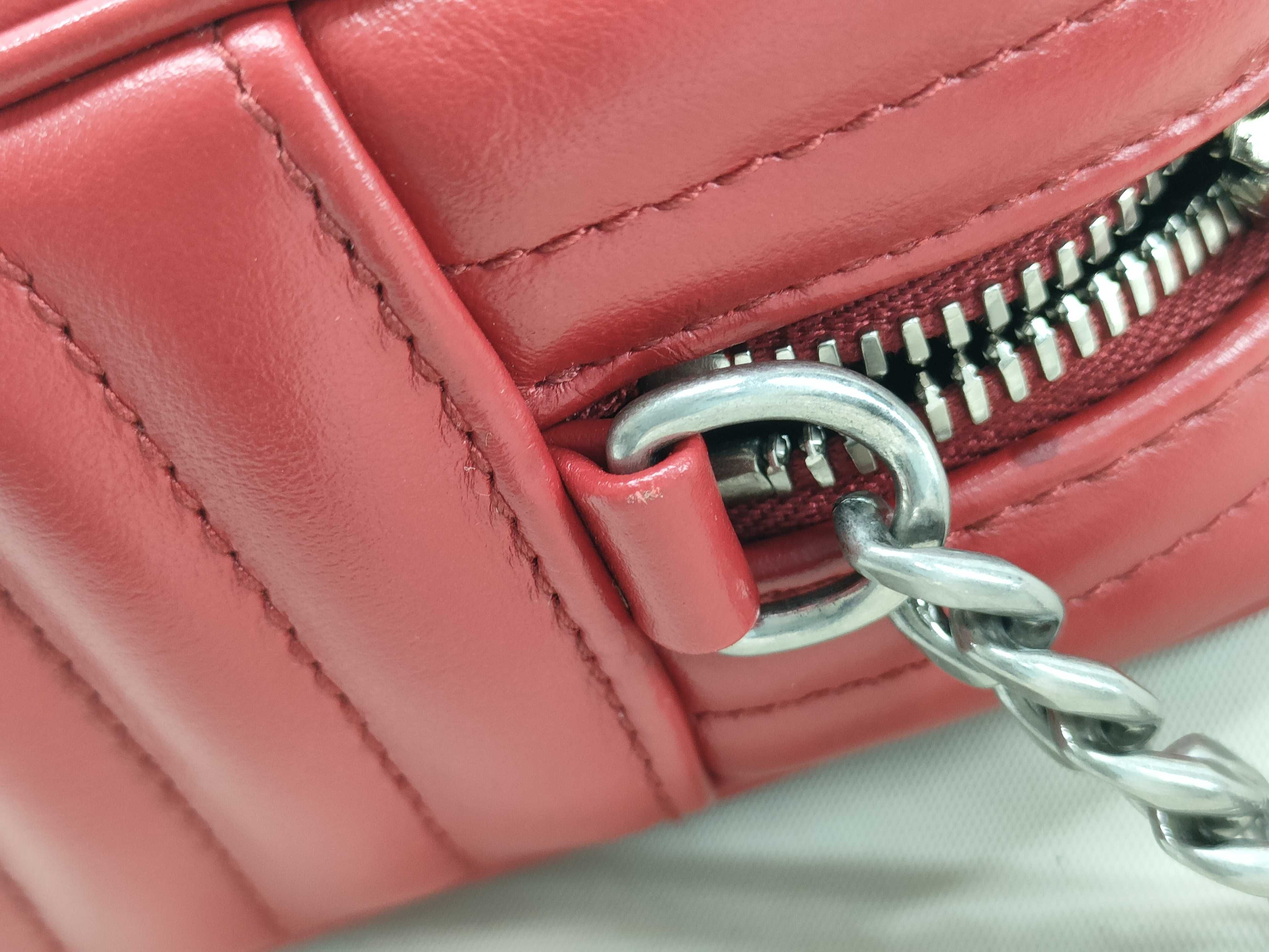Diagram Leather Chain Shoulder Bag, Red, 1BH083 (Shoulder Bag) — view 7