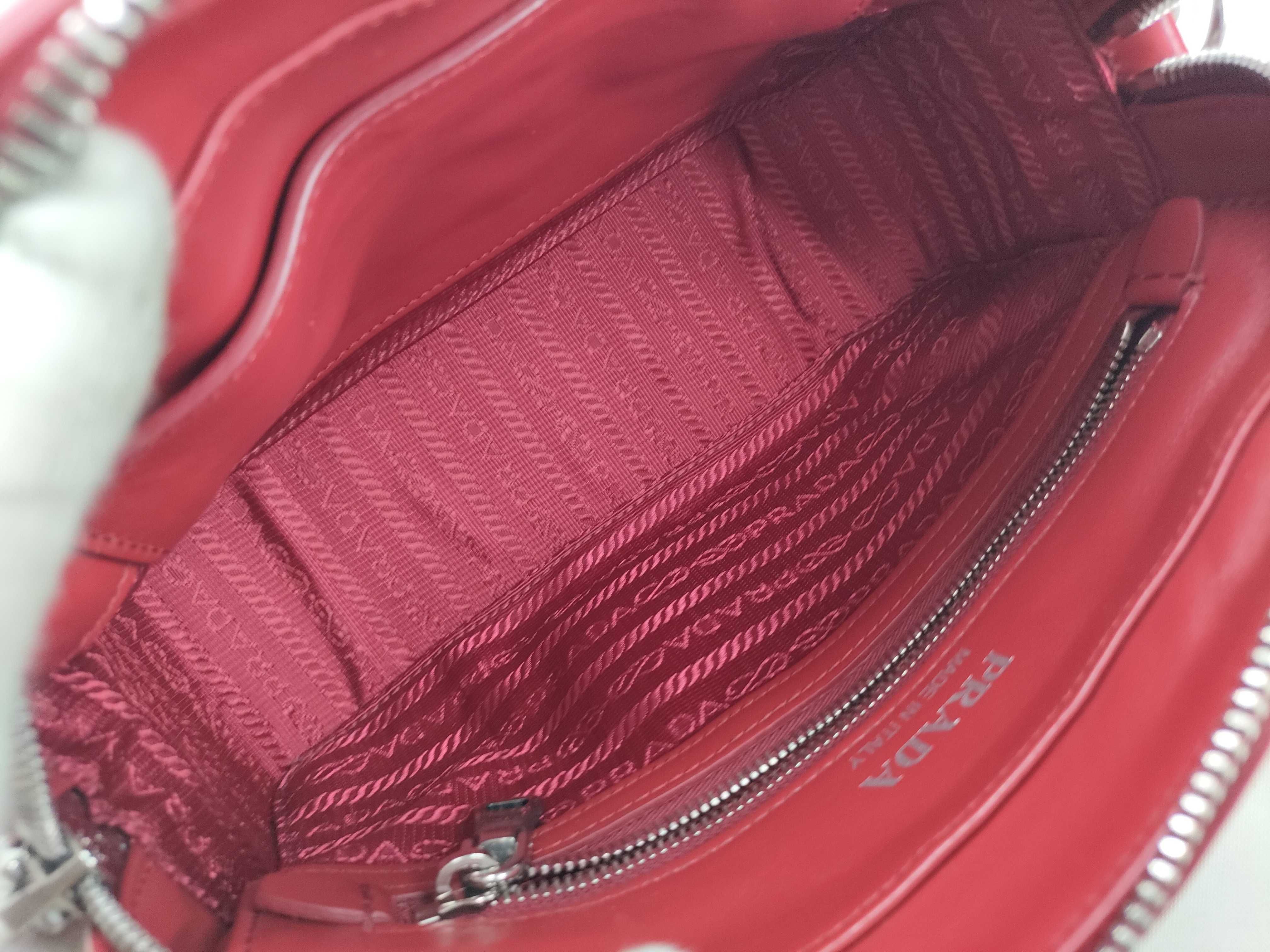 Diagram Leather Chain Shoulder Bag, Red, 1BH083 (Shoulder Bag) — view 9