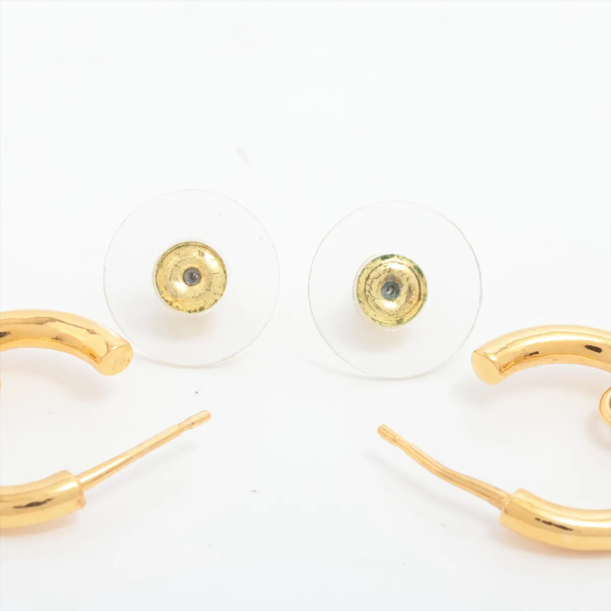 Coco Mark A23C Earrings (Pair) GP x Rhinestone Gold. Shows signs of wear, — view 4