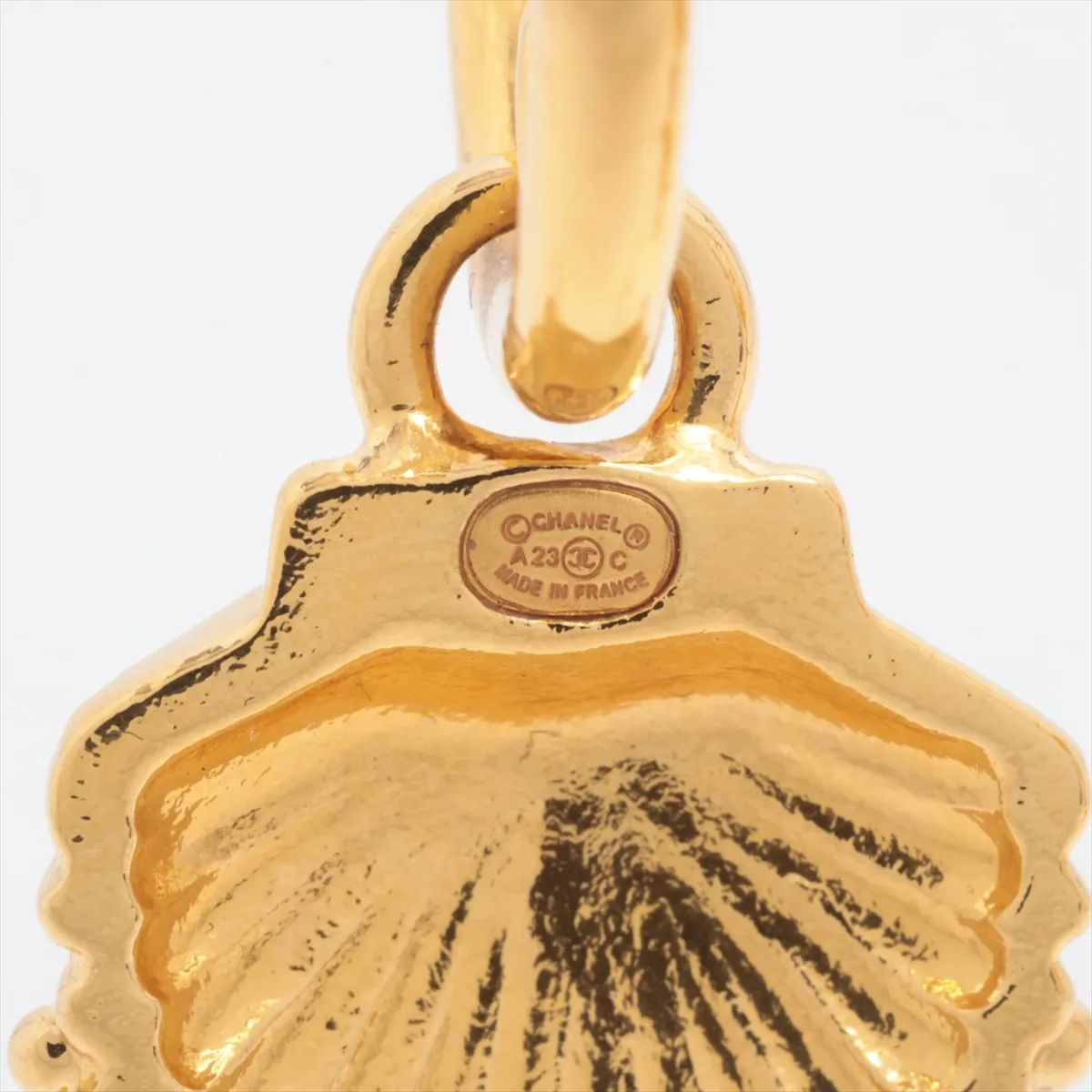 Coco Mark A23C Earrings (Pair) GP x Rhinestone Gold. Shows signs of wear, — view 5