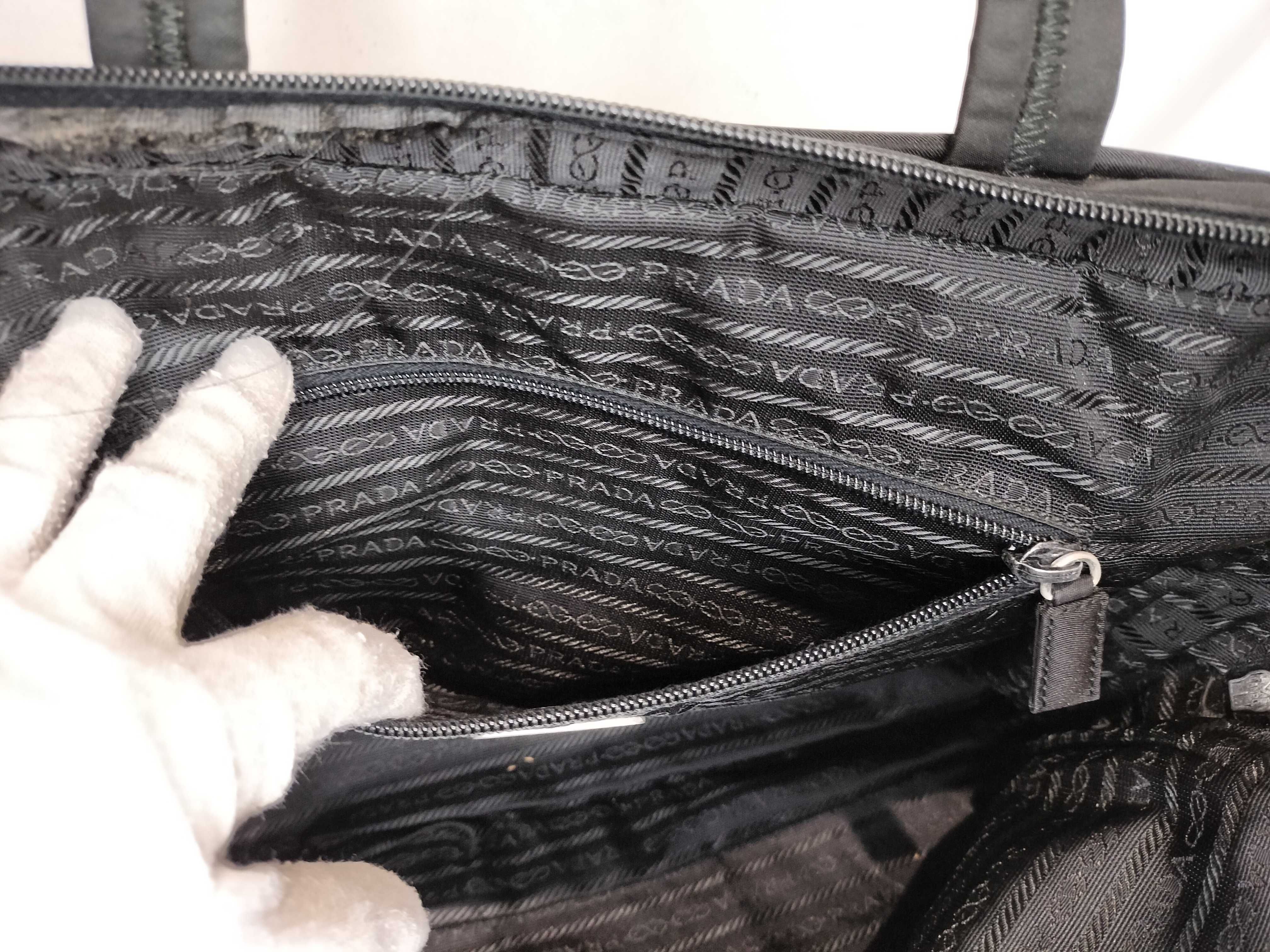 Nylon Triangle Logo Tote Bag, Black Handbag — view 11