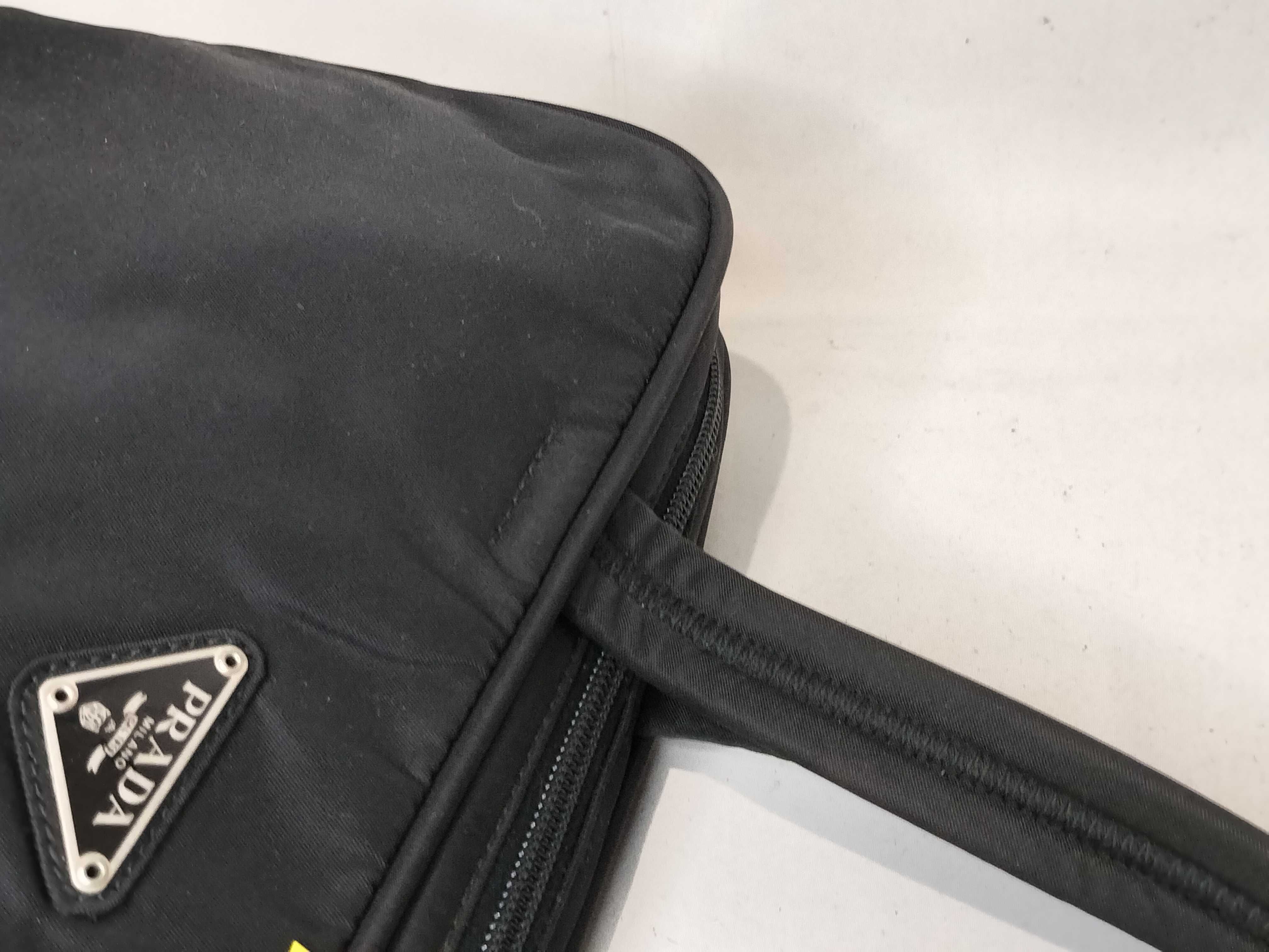 Nylon Triangle Logo Tote Bag, Black Handbag — view 5