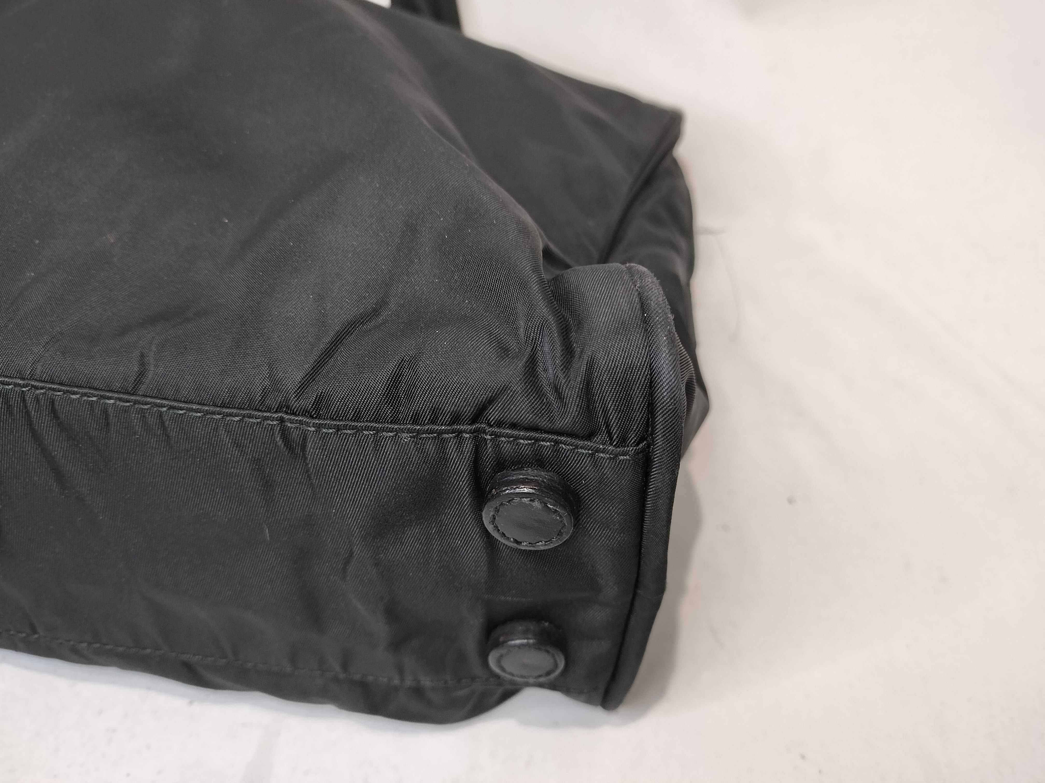 Nylon Triangle Logo Tote Bag, Black Handbag — view 6