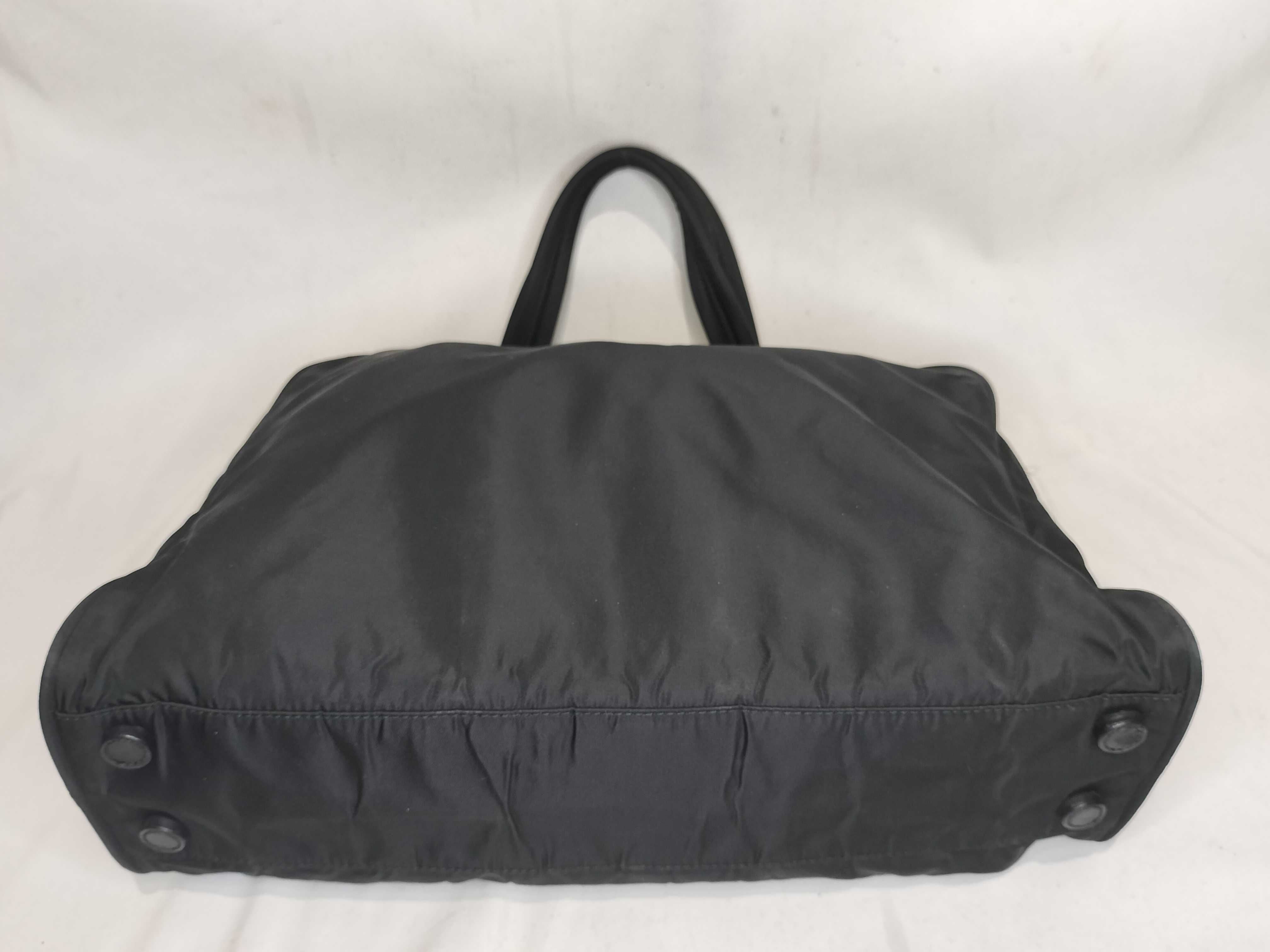 Nylon Triangle Logo Tote Bag, Black Handbag — view 7
