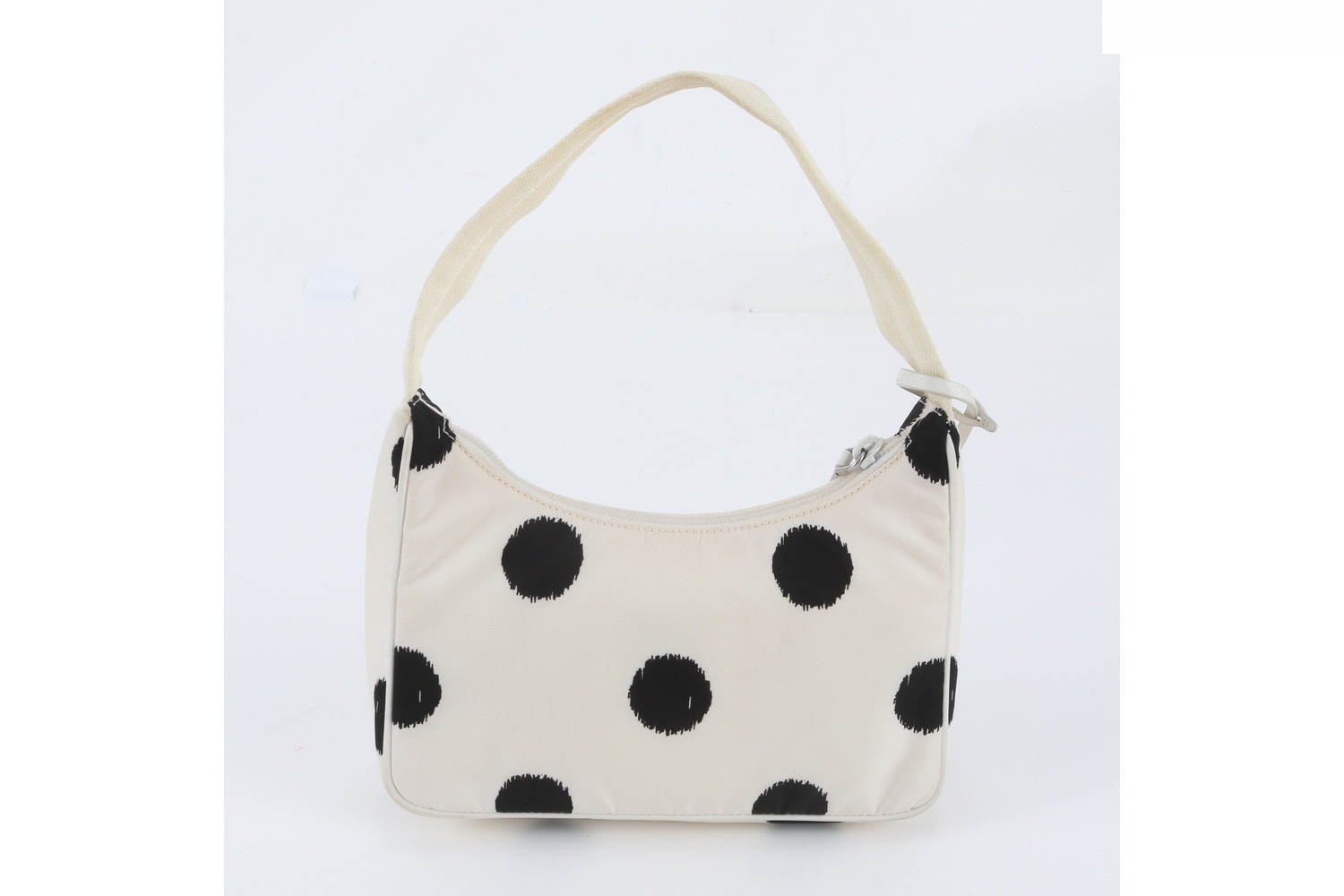 Nylon Triangle Logo Dot Pattern Leather Shoulder Bag — view 3