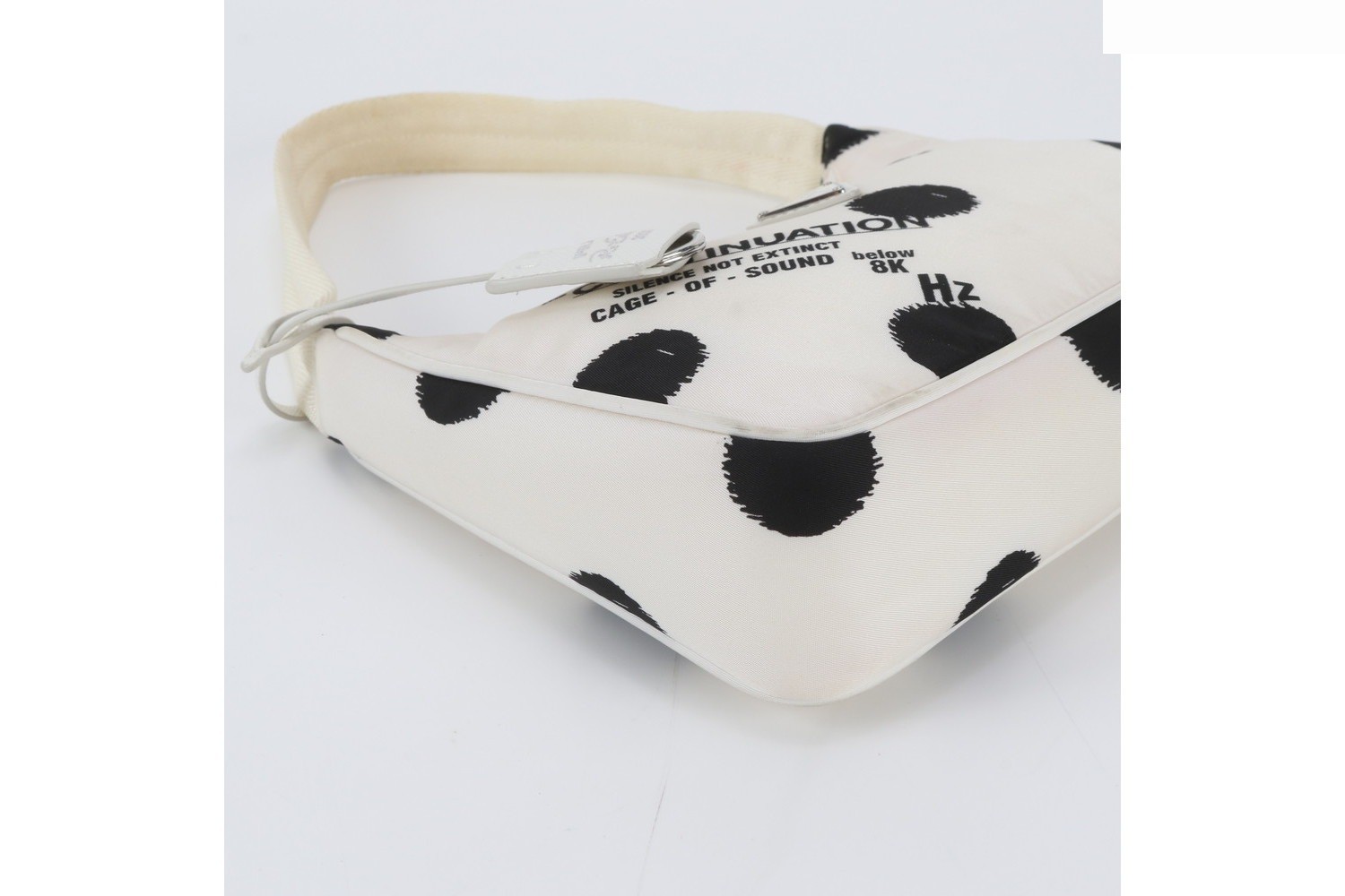 Nylon Triangle Logo Dot Pattern Leather Shoulder Bag — view 6