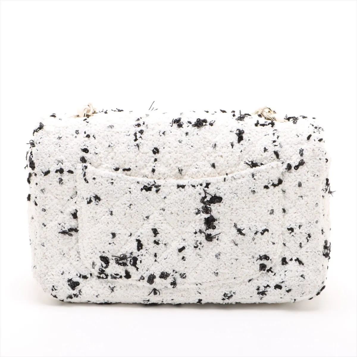 [Individually wrapped] Chanel Mini Matelasse 20 Tweed x Sequins Single Flap Single Chain Bag White Gold Hardware JCLKNHP3 Random Plate A69900 — view 2