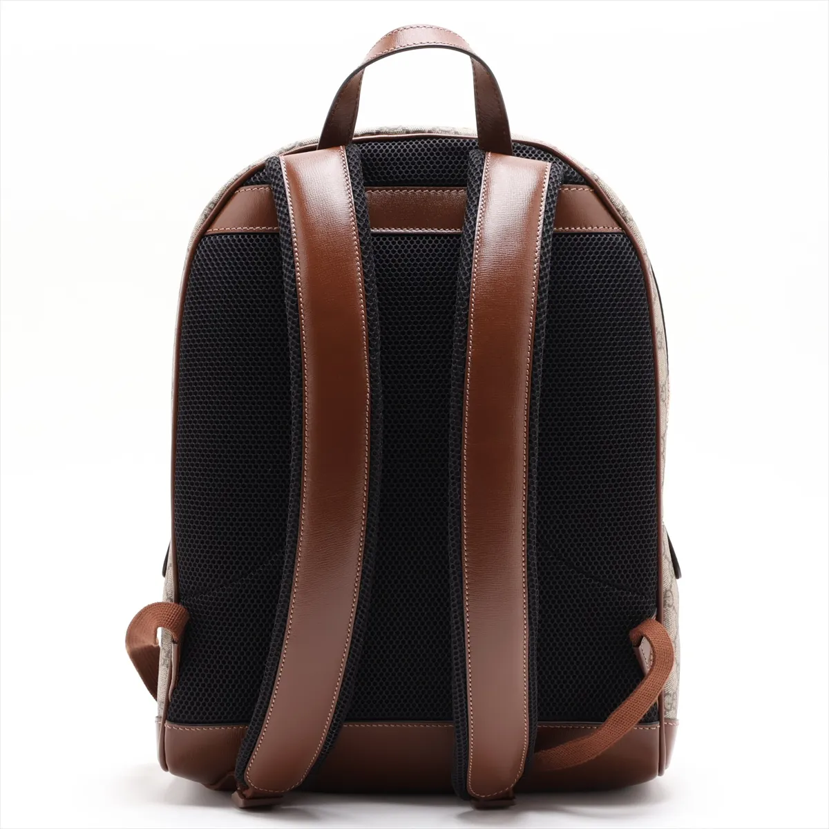 GG Supreme PVC x Leather Backpack/Rucksack, Beige x Brown, 704017 — view 2