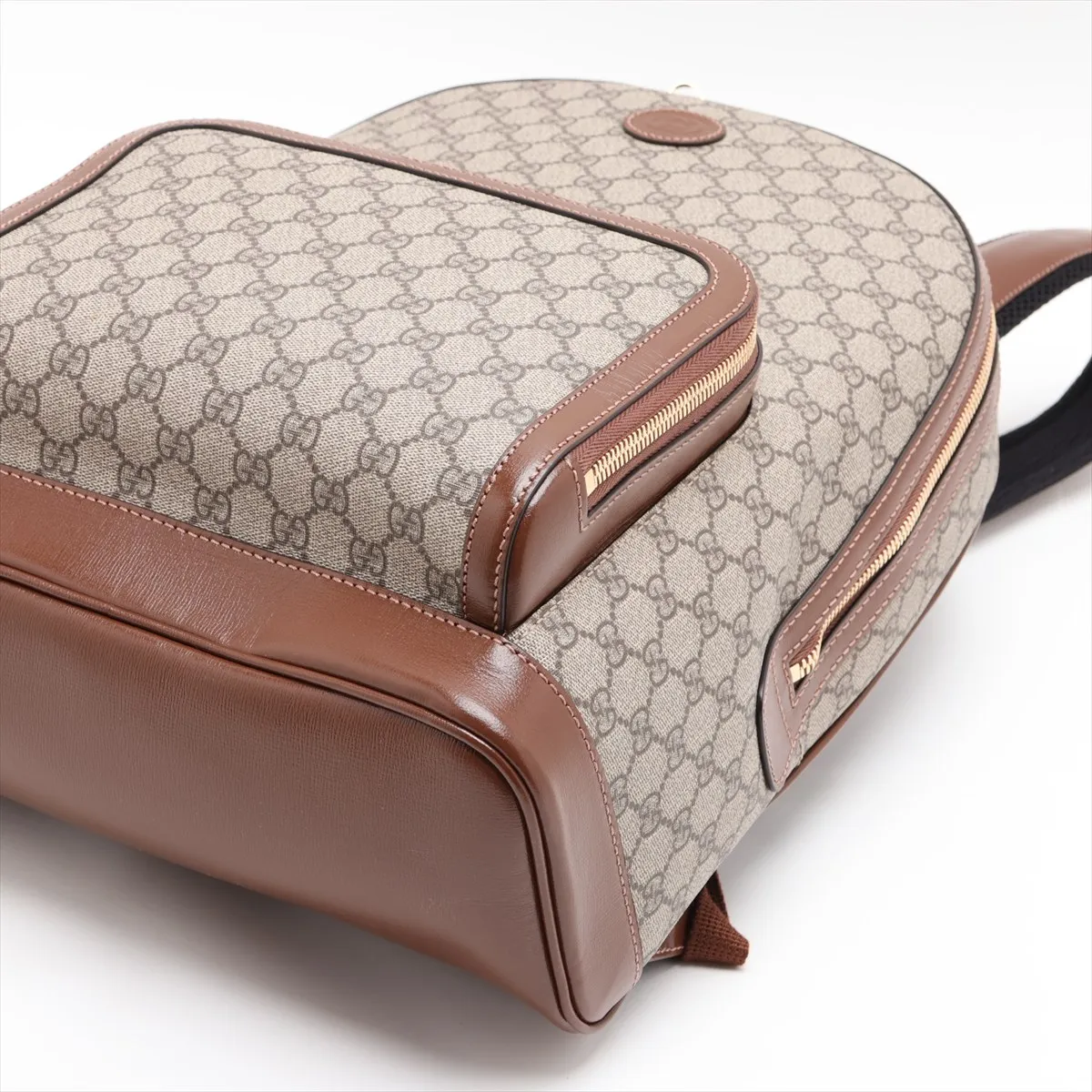 GG Supreme PVC x Leather Backpack/Rucksack, Beige x Brown, 704017 — view 3