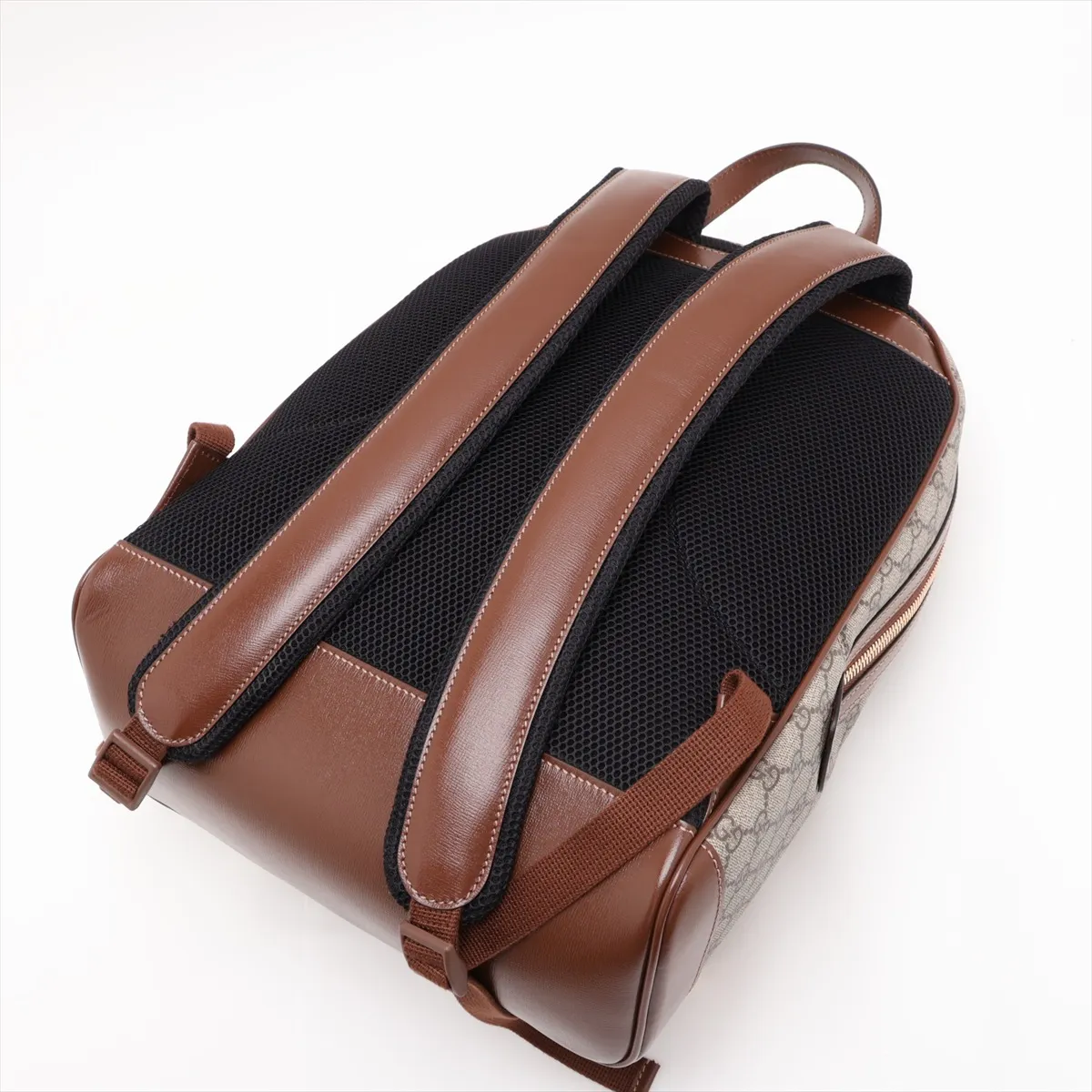 GG Supreme PVC x Leather Backpack/Rucksack, Beige x Brown, 704017 — view 5