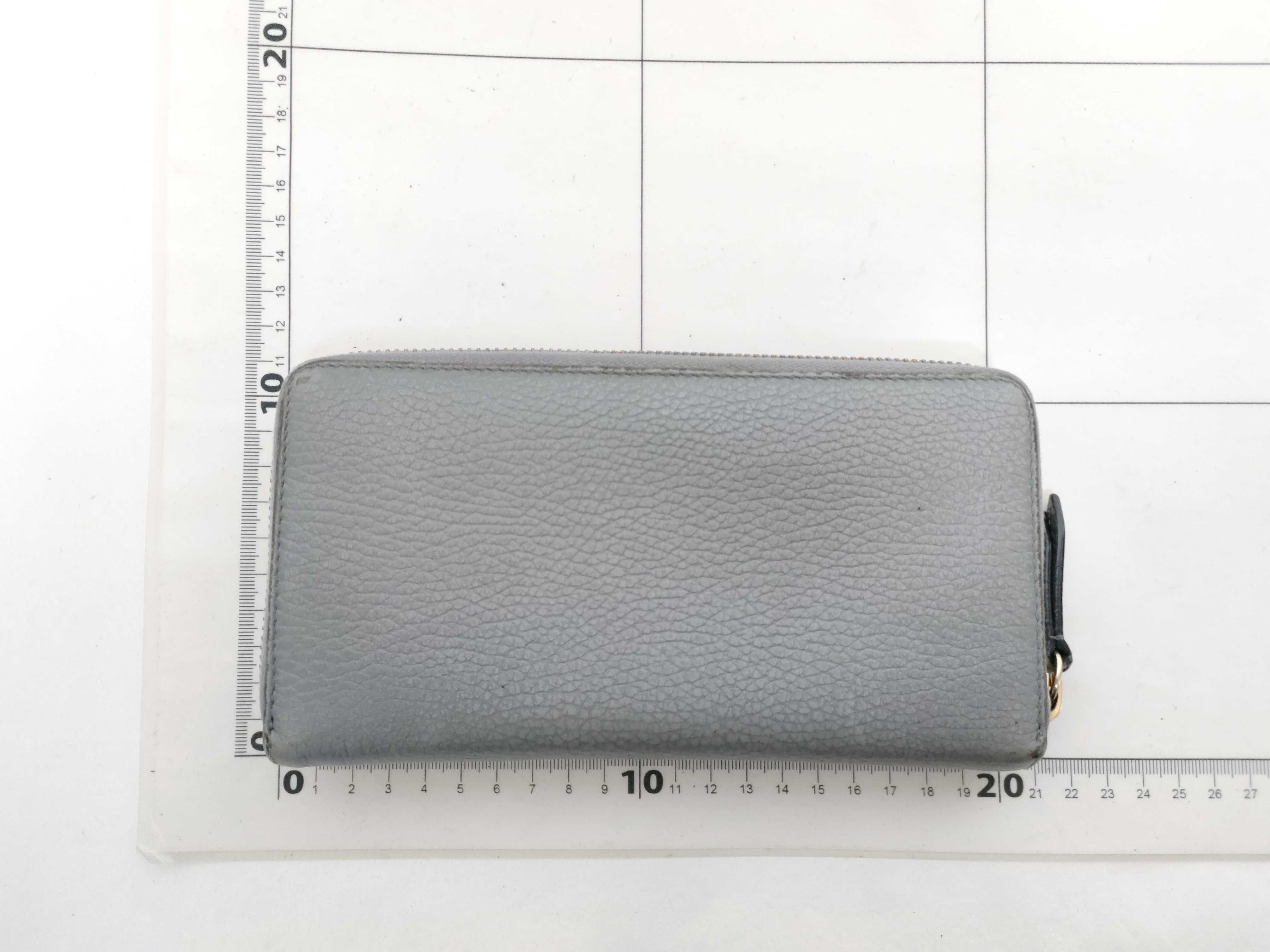 456117 Leather Double G Zip-Around Wallet, Gray, Gold Hardware — view 2