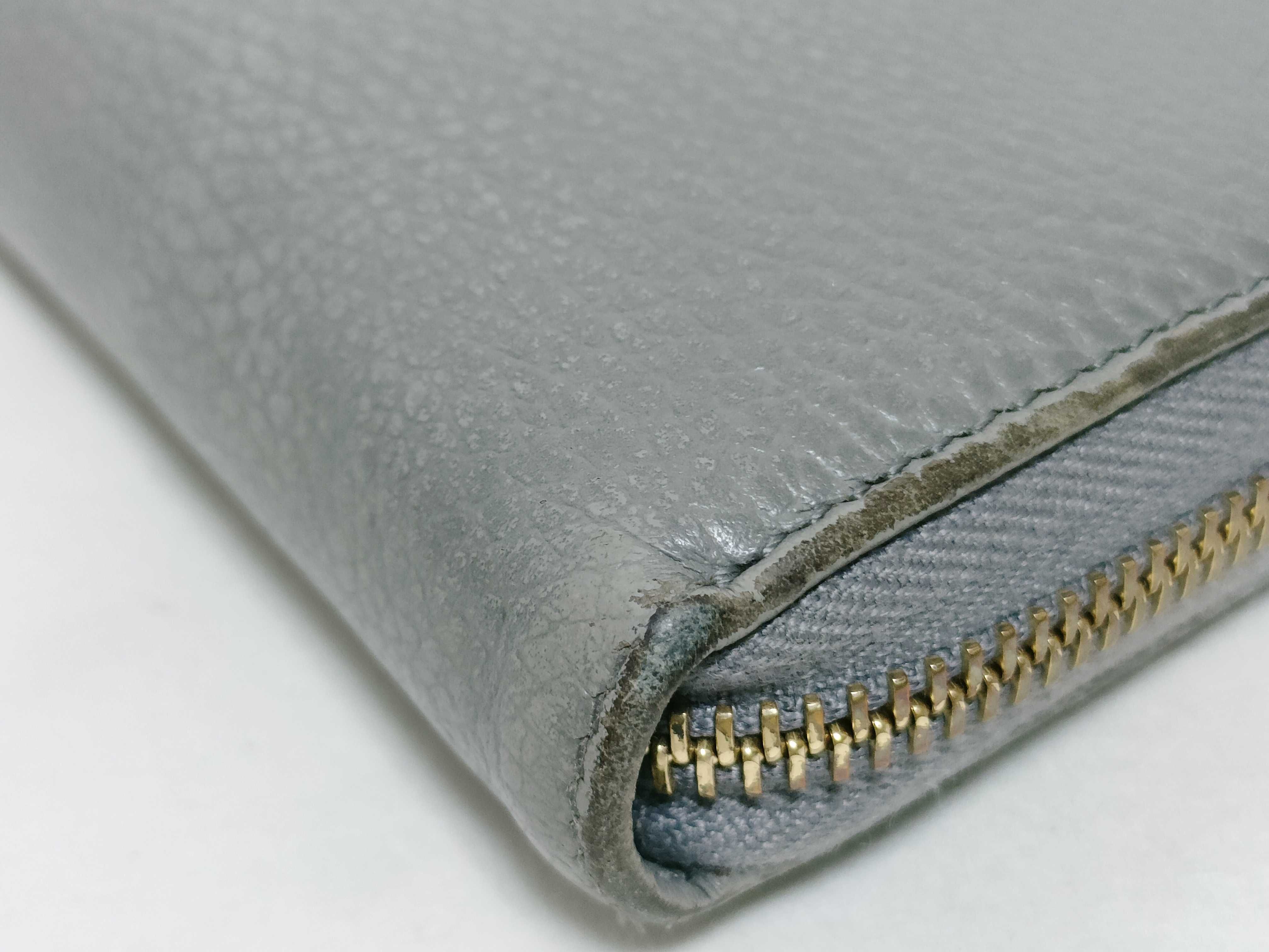 456117 Leather Double G Zip-Around Wallet, Gray, Gold Hardware — view 4